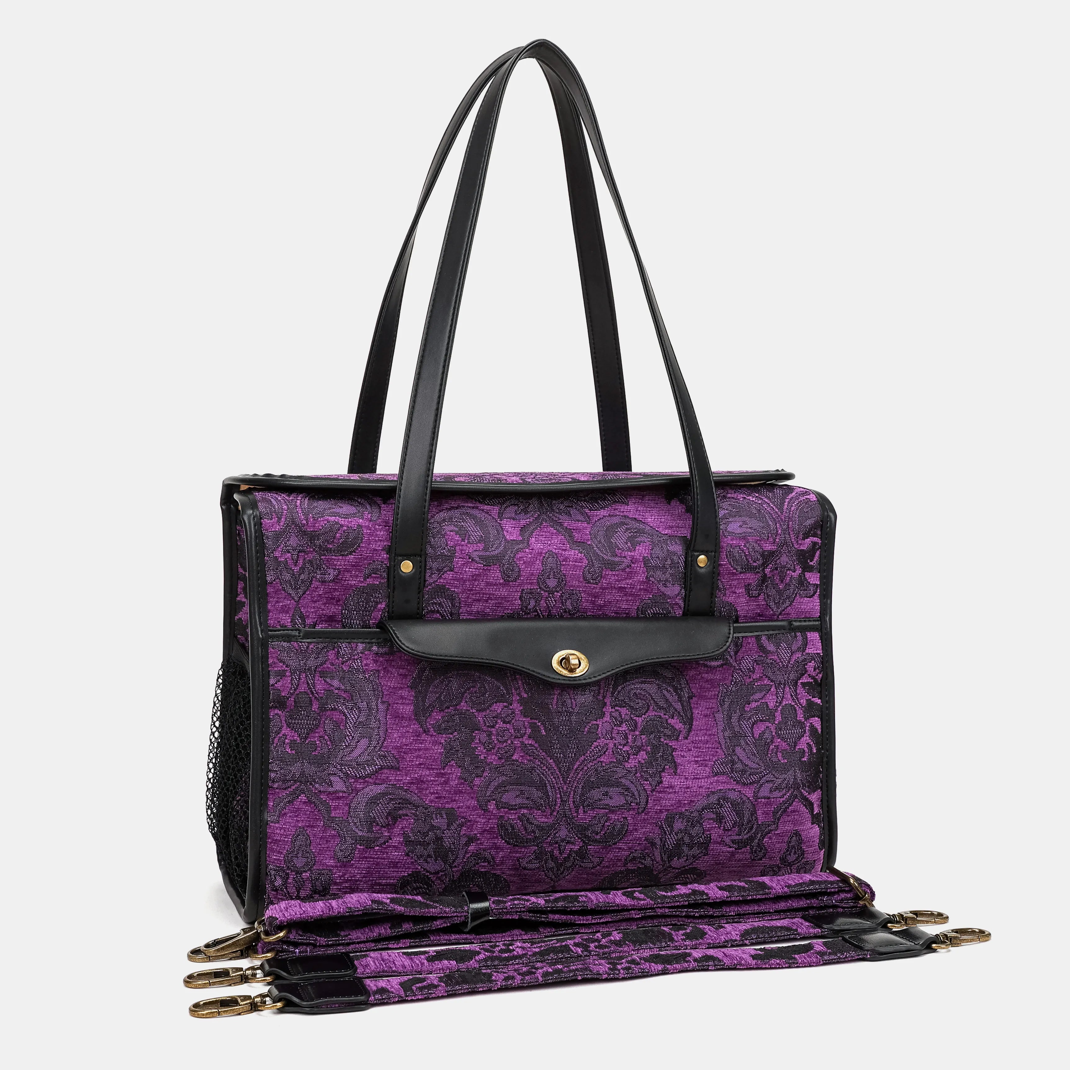 Victorian Blossom Purple Vintage Carpet Diaper Bag of America with straps
