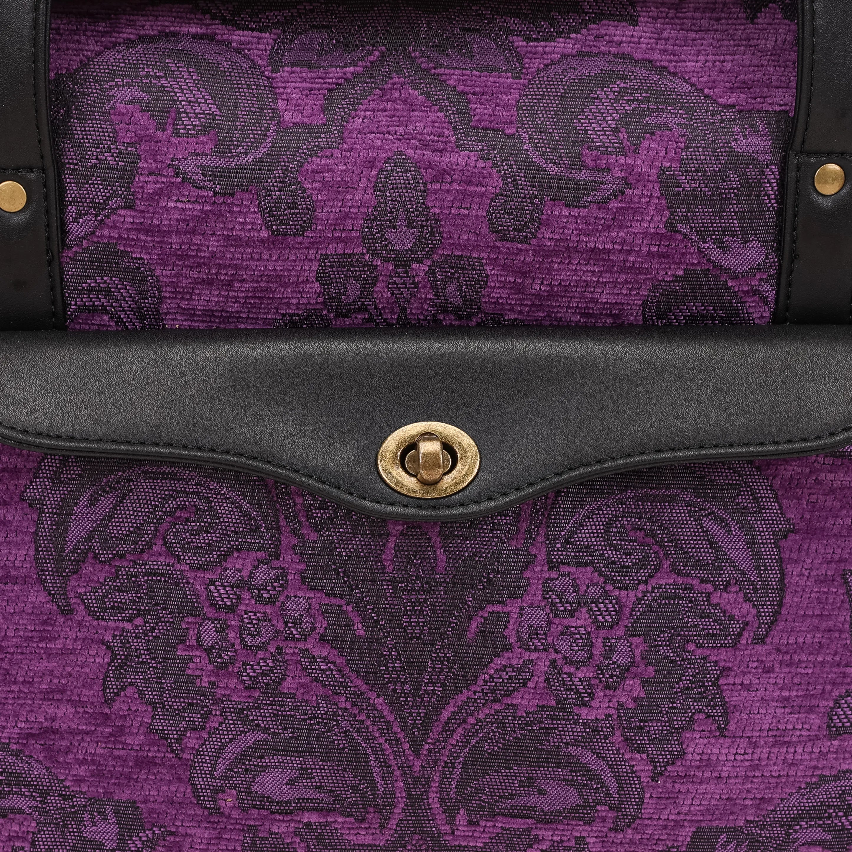 Victorian Blossom Purple Vintage Carpet Diaper Bag of America closure