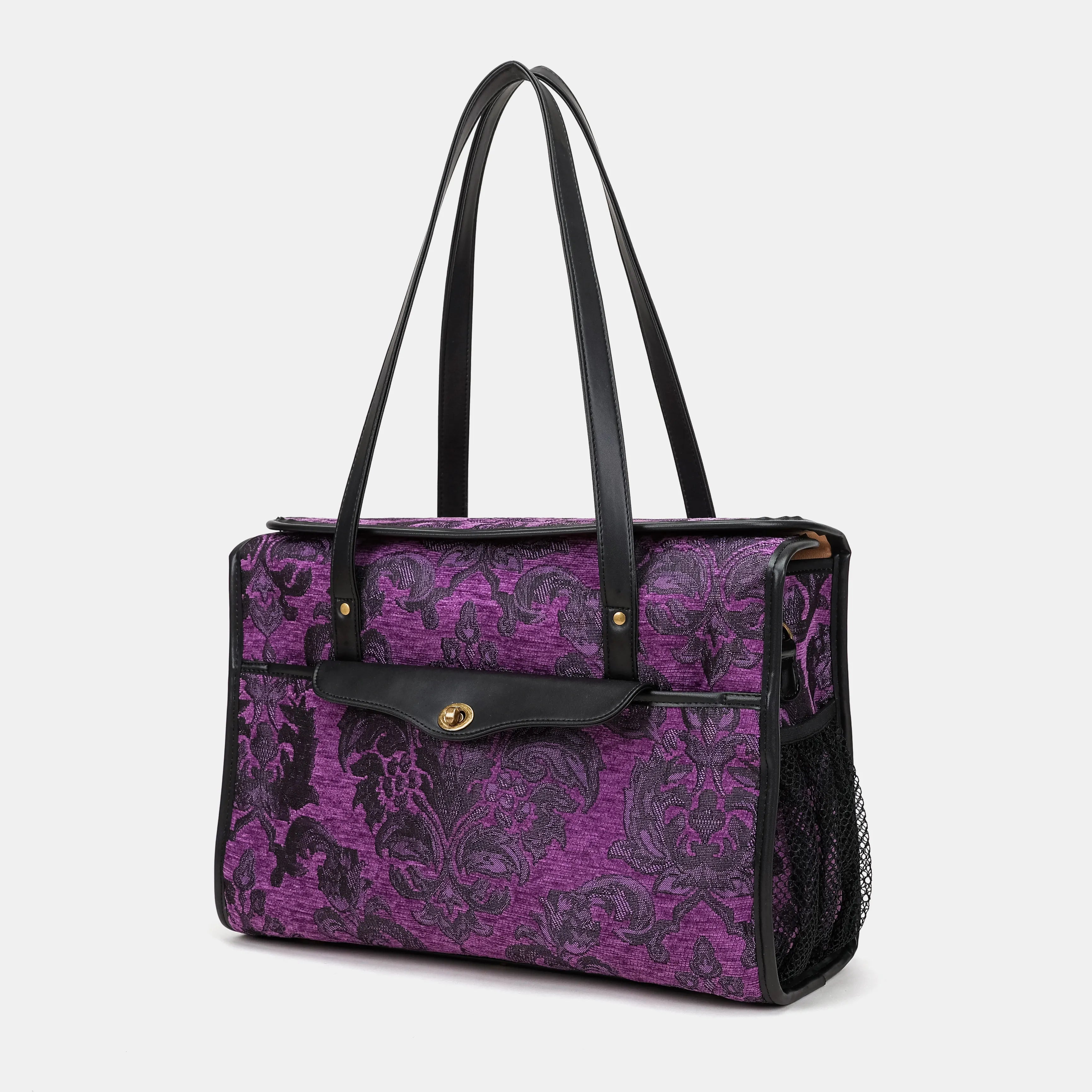 Victorian Blossom Purple Vintage Carpet Diaper Bag of America front side