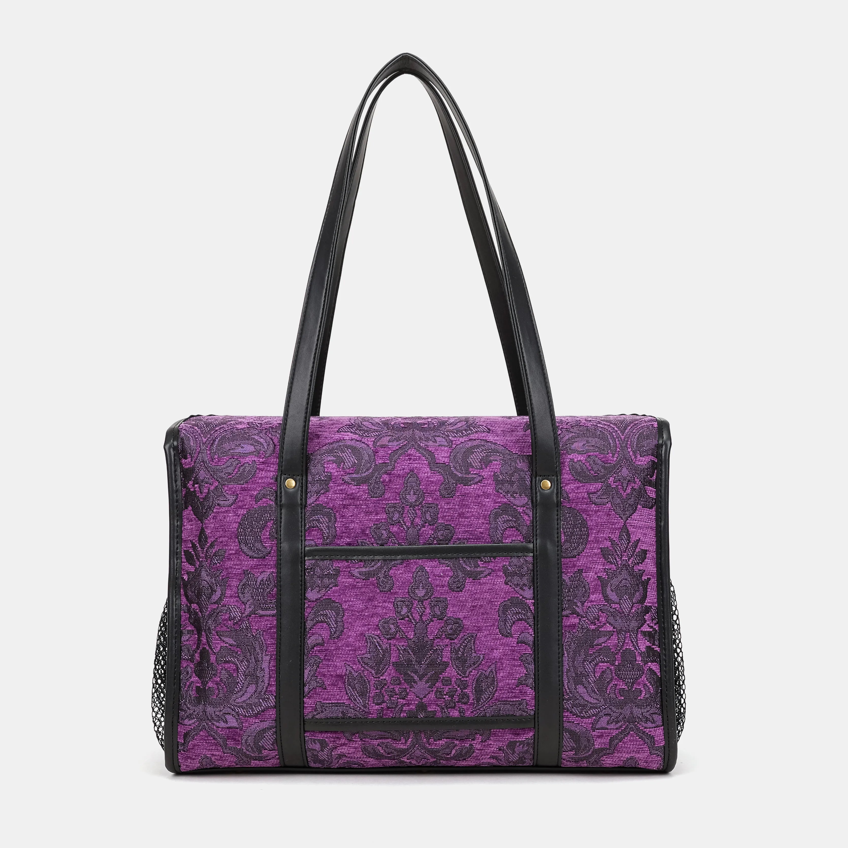 Victorian Blossom Purple Vintage Carpet Diaper Bag of America back