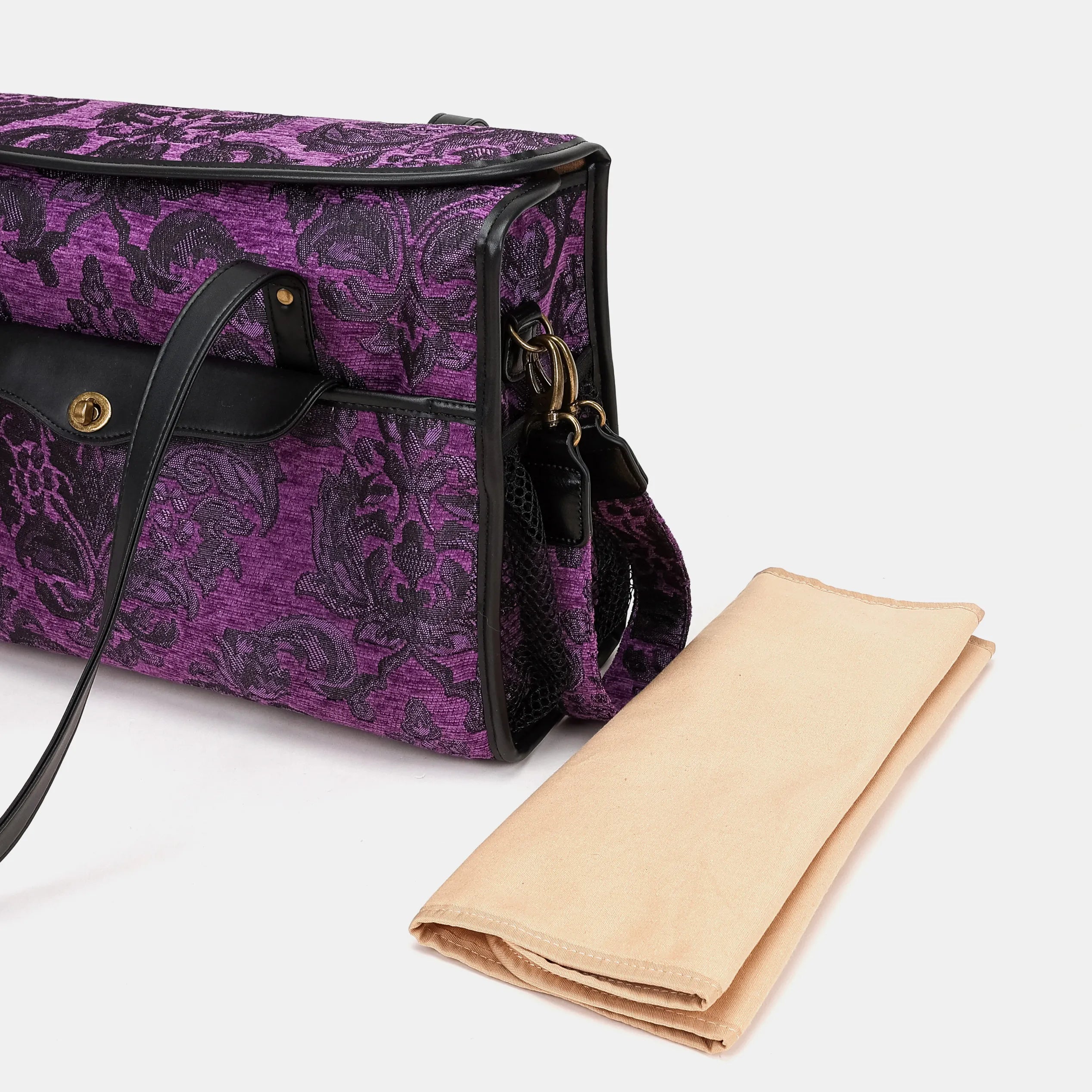Victorian Blossom Purple Vintage Carpet Diaper Bag of America changing mat