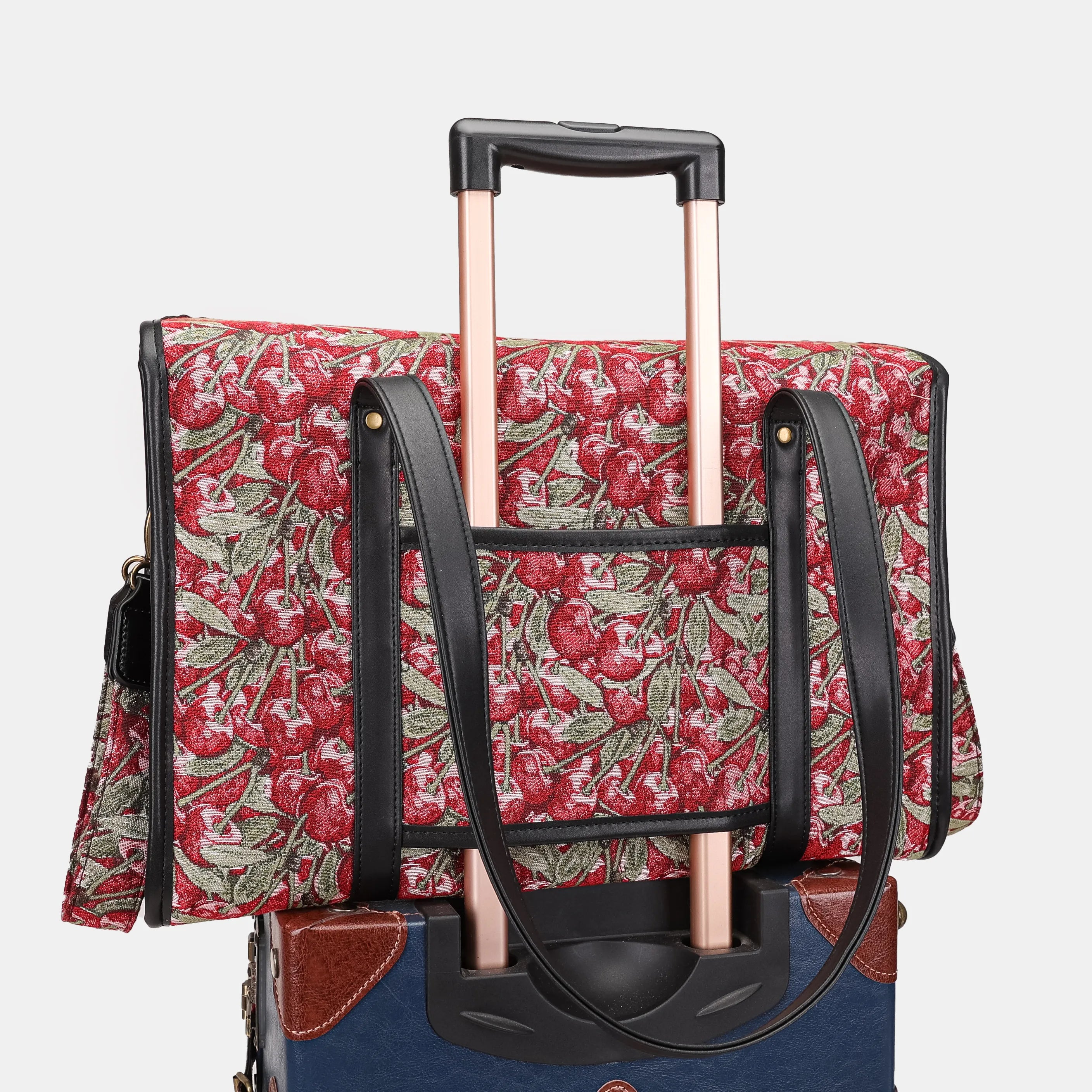 Cherry Cascade Vintage Carpet Diaper Bag Carpetbag of America luggage sleeve