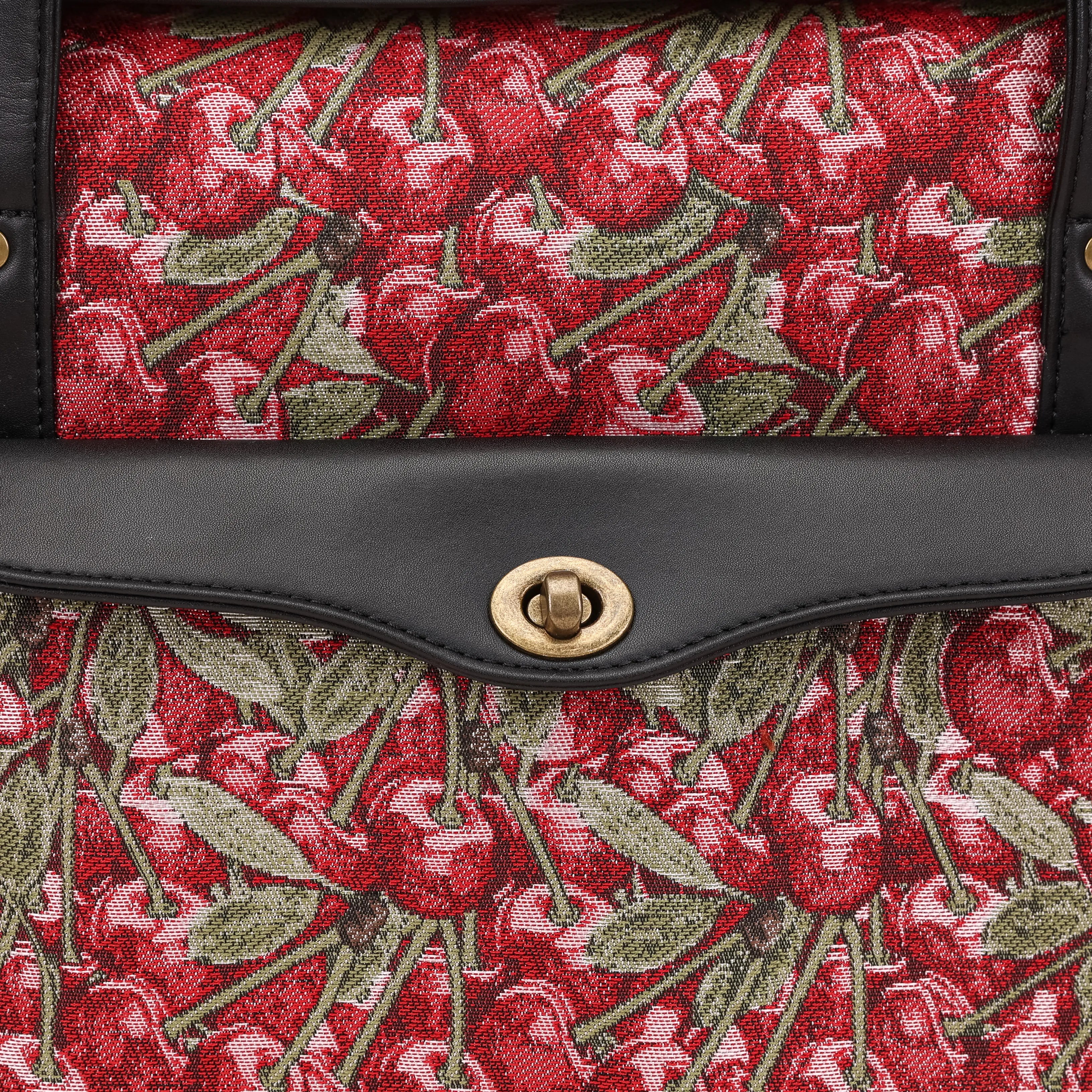 Cherry Cascade Vintage Carpet Diaper Bag Carpetbag of America closure