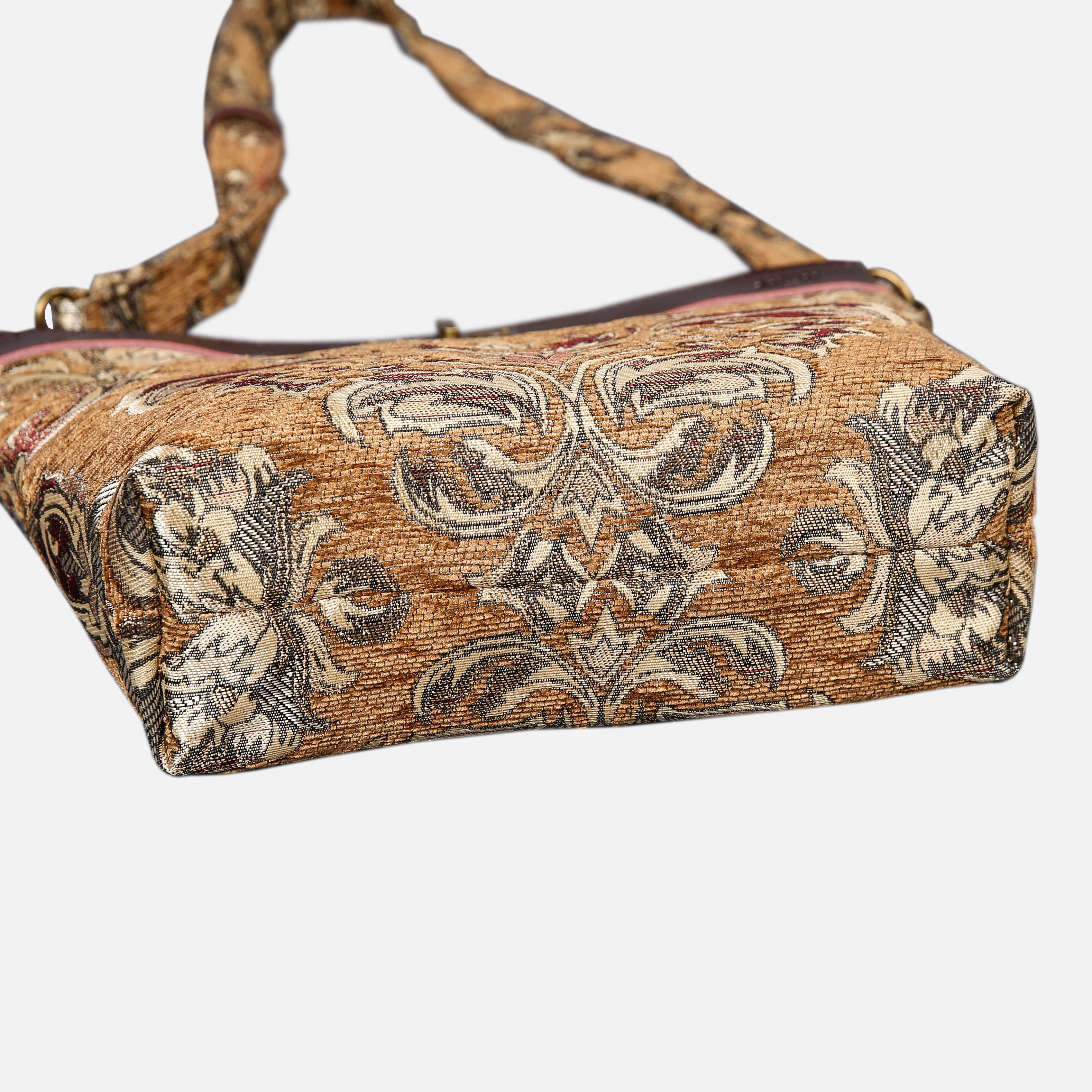 Victorian Blossom Gold-Gold Carpet Crossbody Bag carpet bag MCW Handmade-5