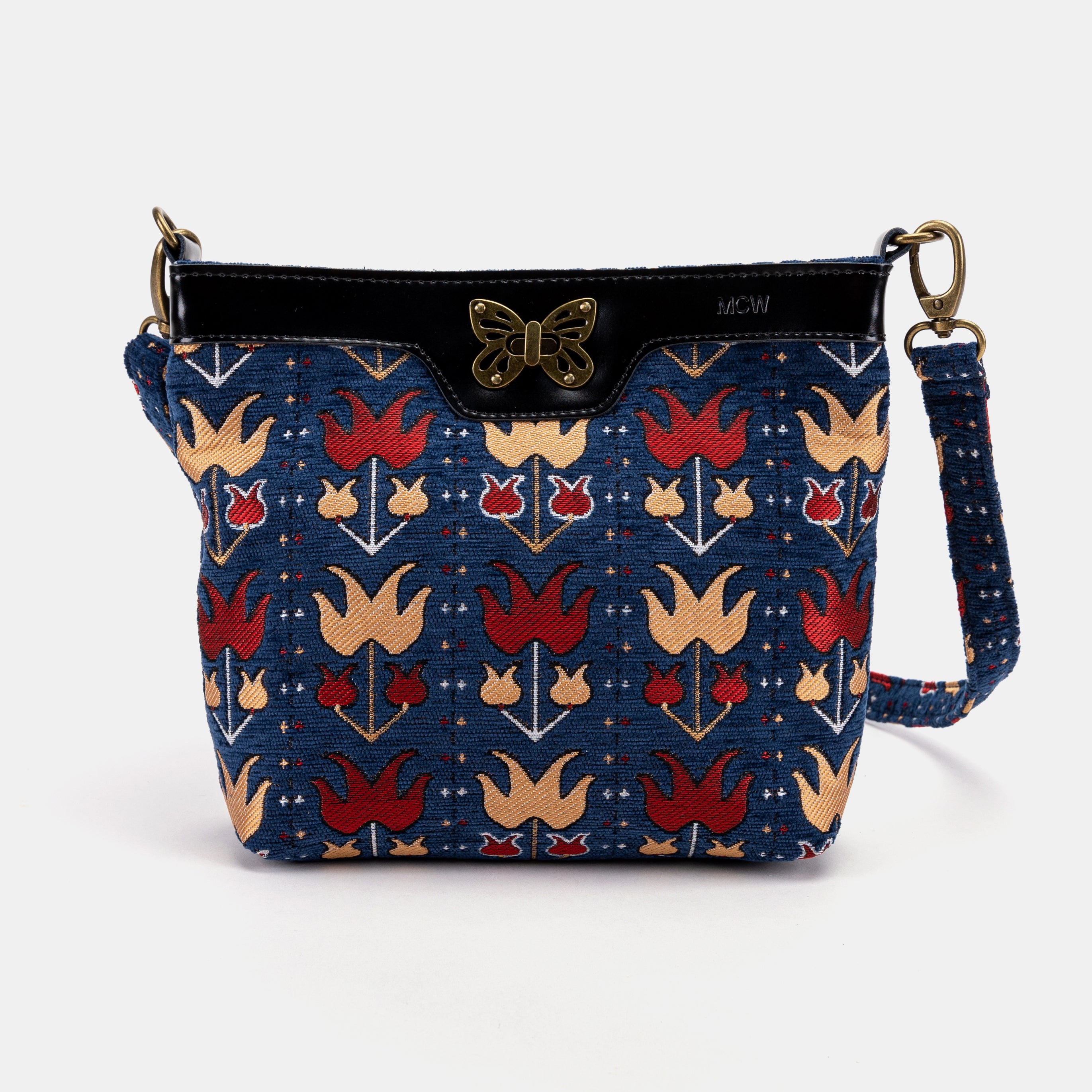 Poppy Bloom Butterfly Crossbody Bag
