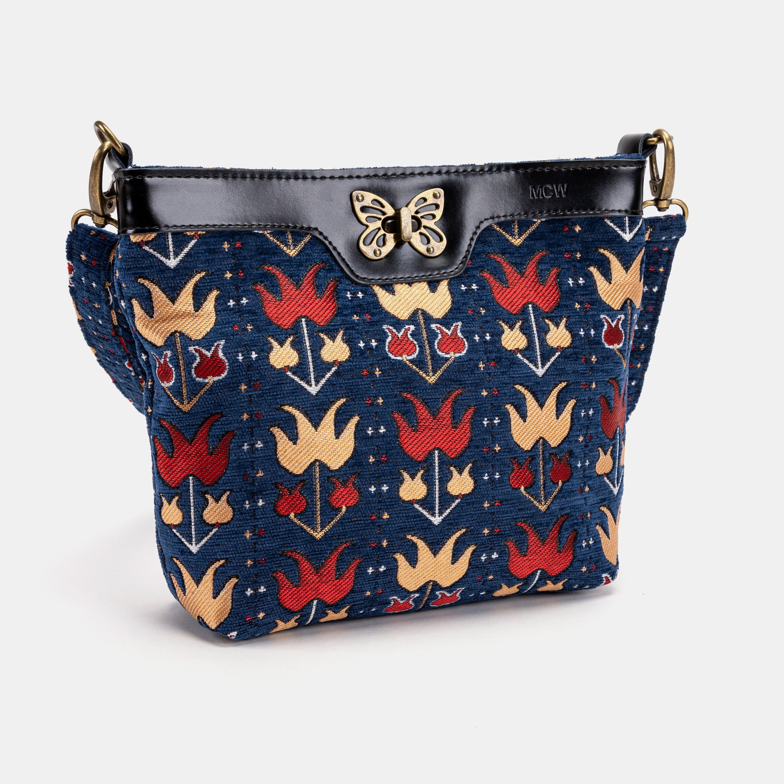 Poppy Bloom Butterfly Crossbody Bag