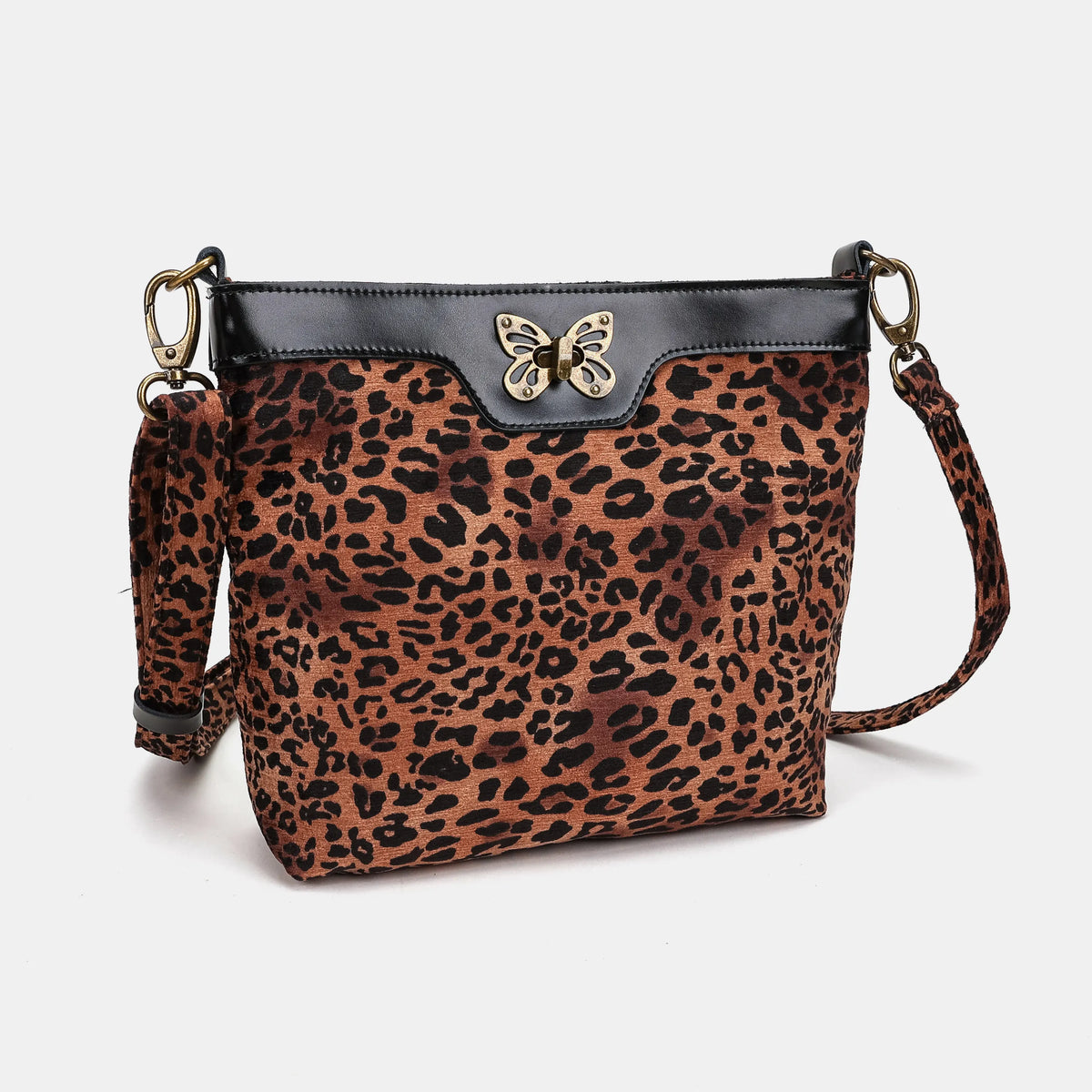 Leopard Classic Butterfly Crossbody Bag Carpet bag of America front side