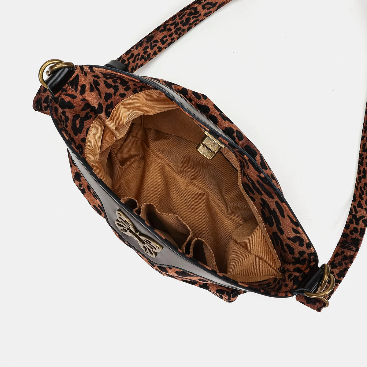 Leopard Classic Butterfly Crossbody Bag Carpet bag of America inside