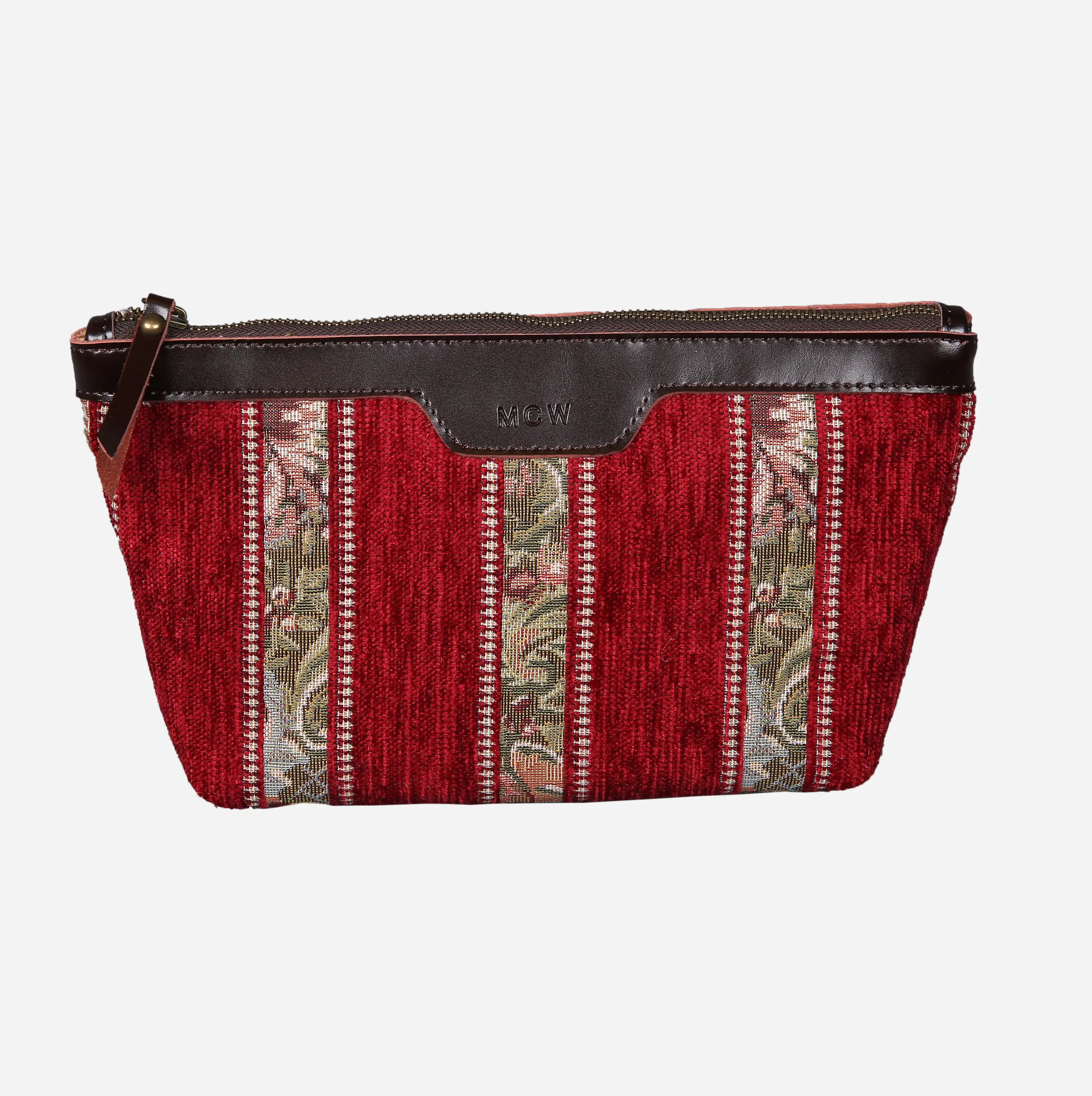Floral Strips Red Carpet Makeup Bag carpet bag MCW Handmade of America main