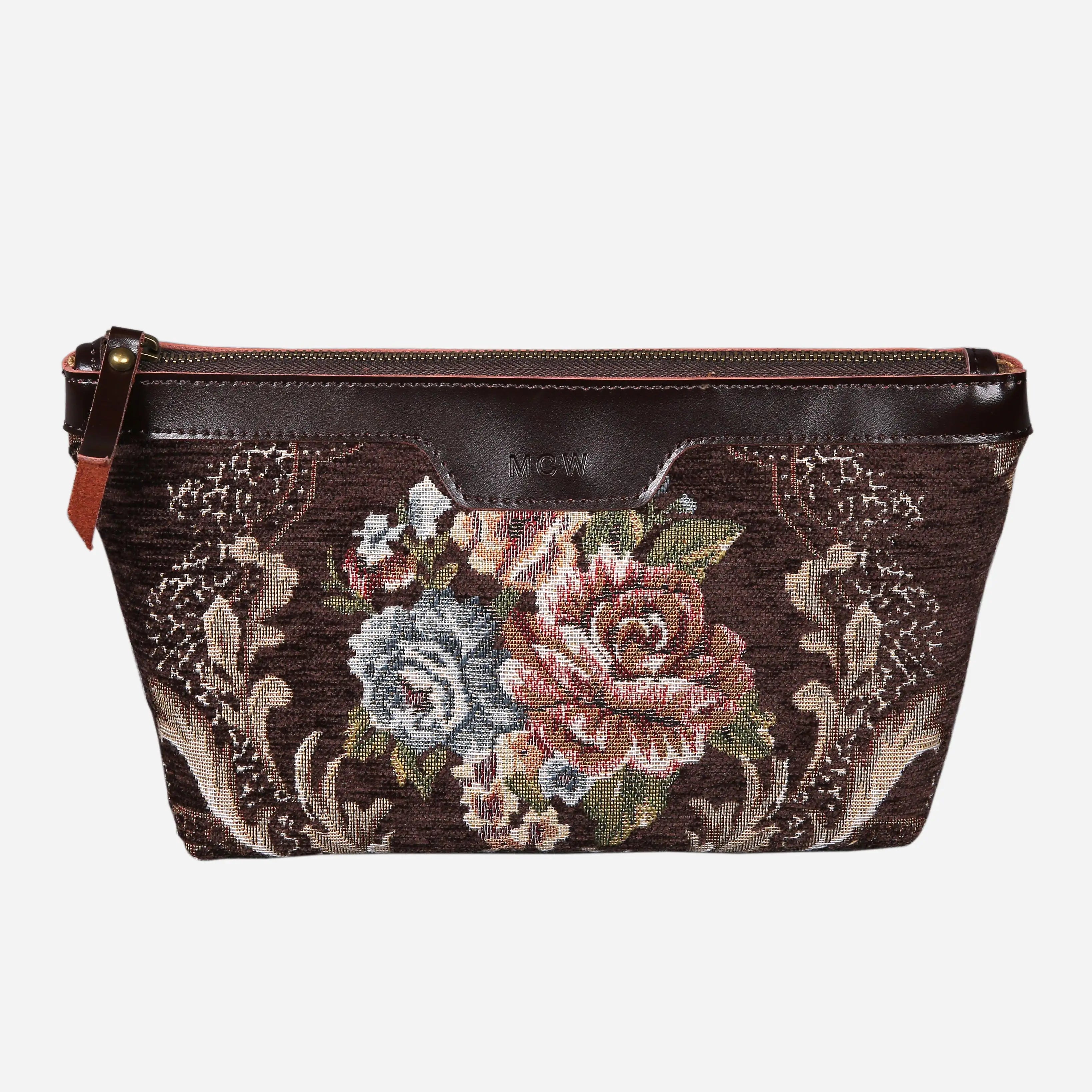 Floral Coffee Carpet Makeup Bag carpet bag MCW Handmade of America main