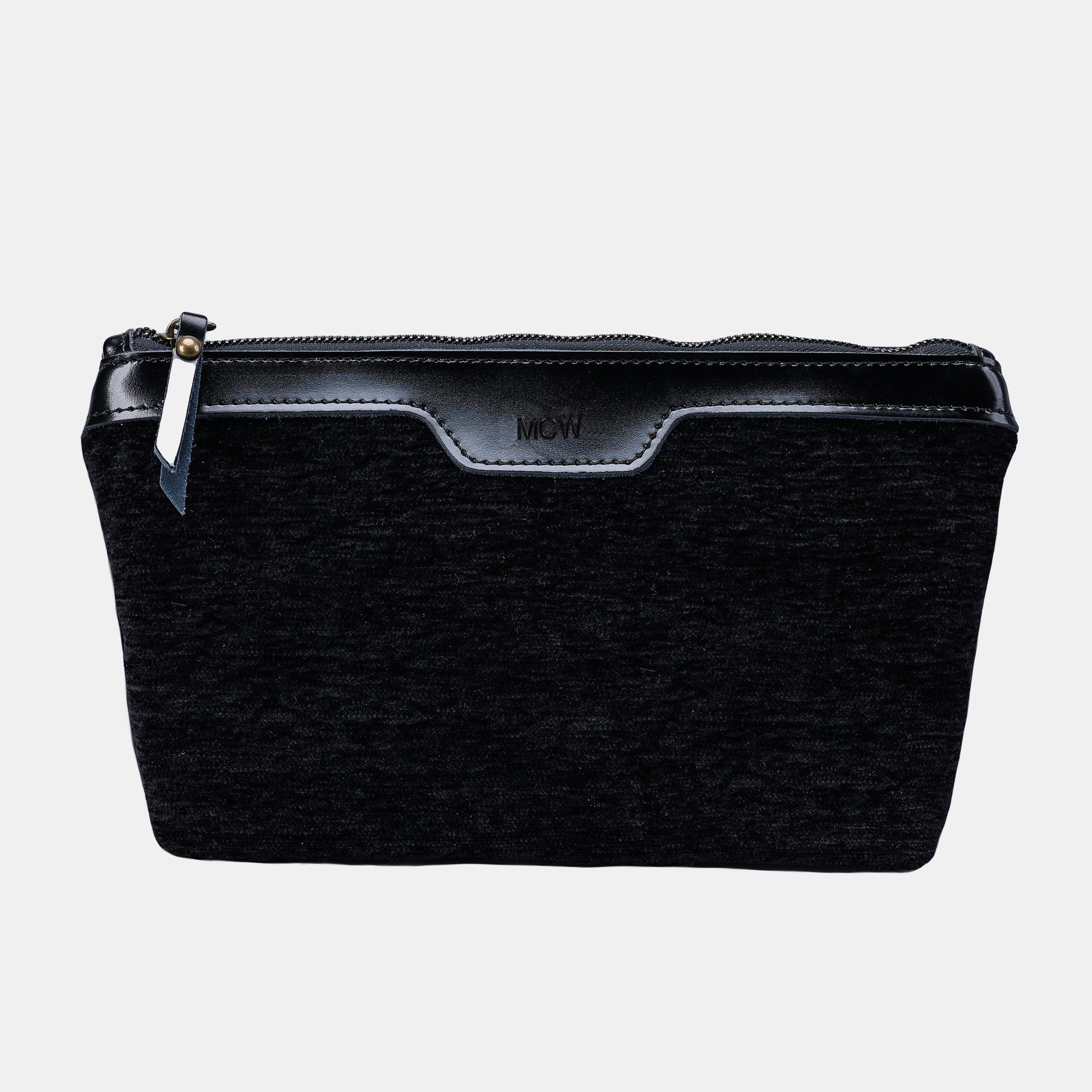 Solid Black Carpet Makeup Bag FRONT