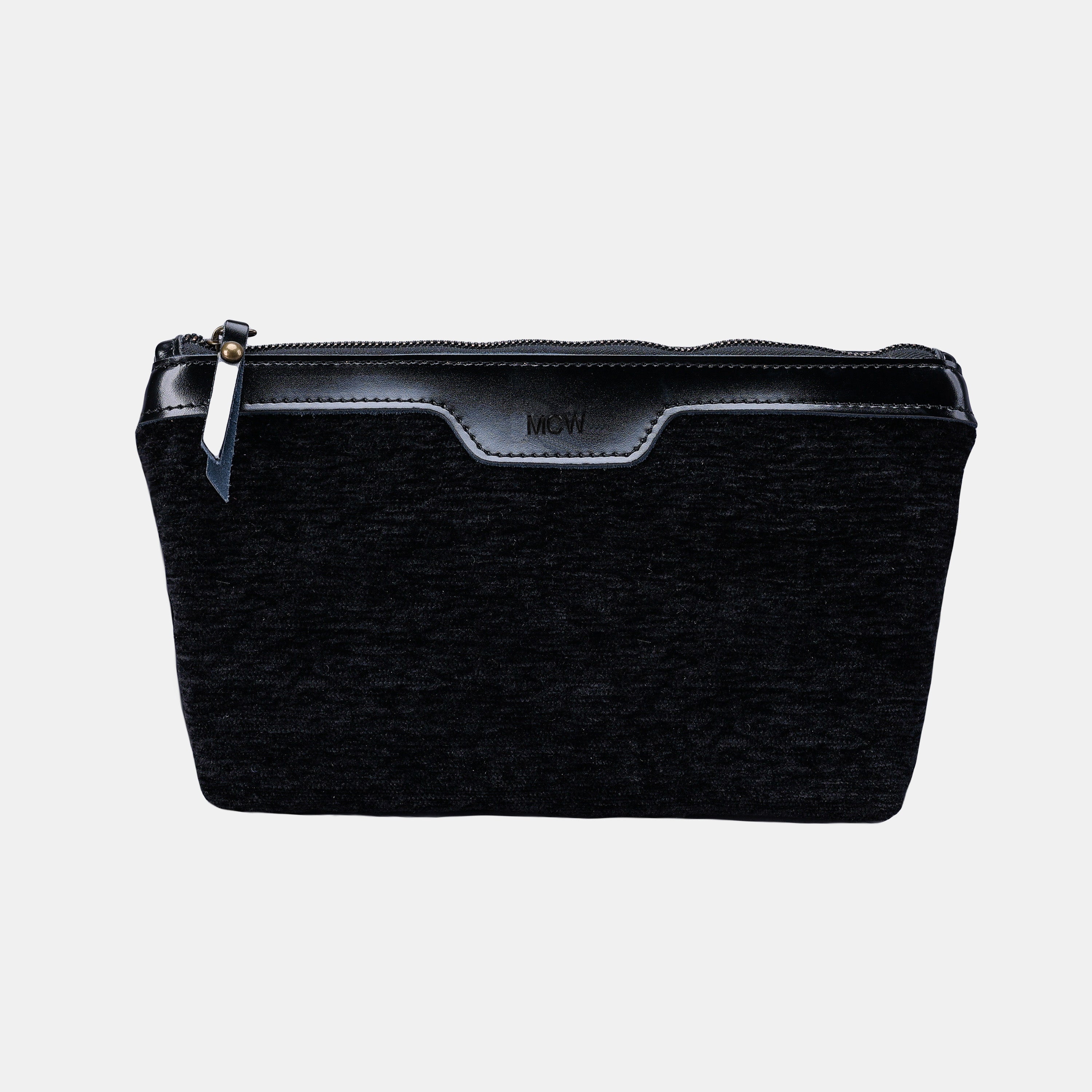 Solid Black Carpet Makeup Bag FRONT