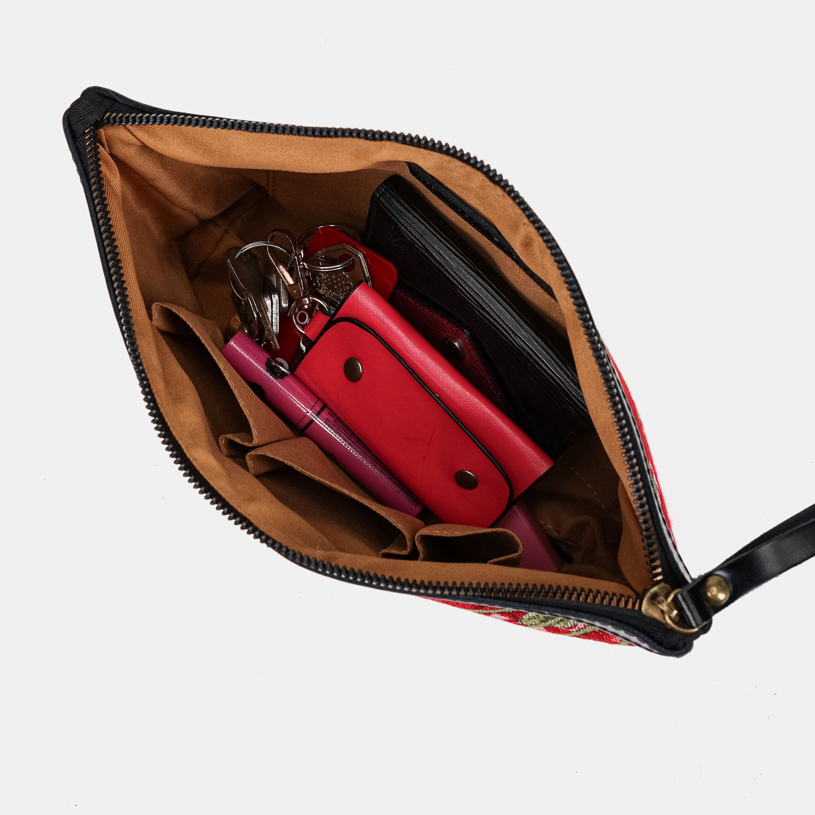 Cherry Cascade Carpet Makeup Bag Carpetbag of America in use