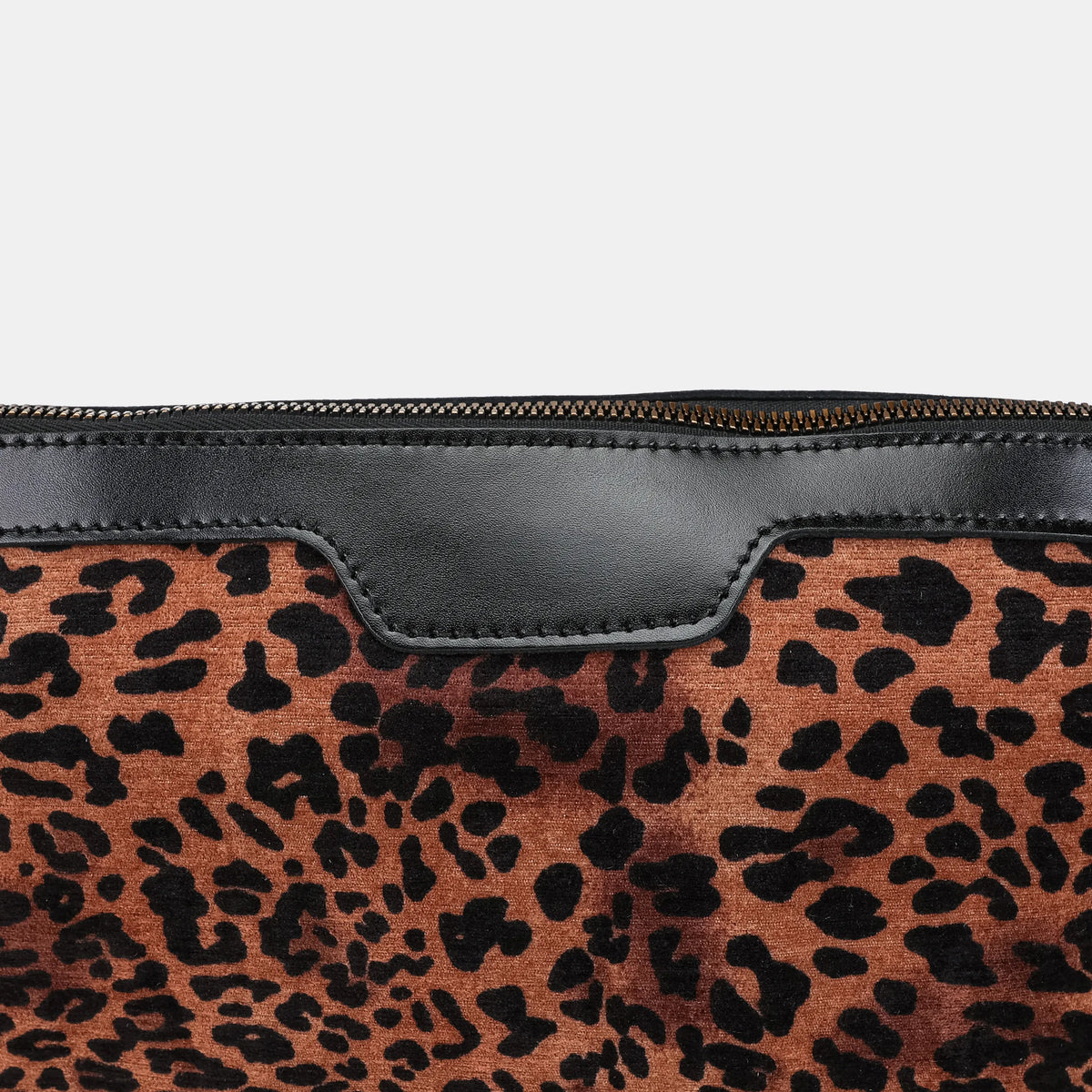 Leopard Classic Carpet Makeup Bag Carpetbag of America leather trim
