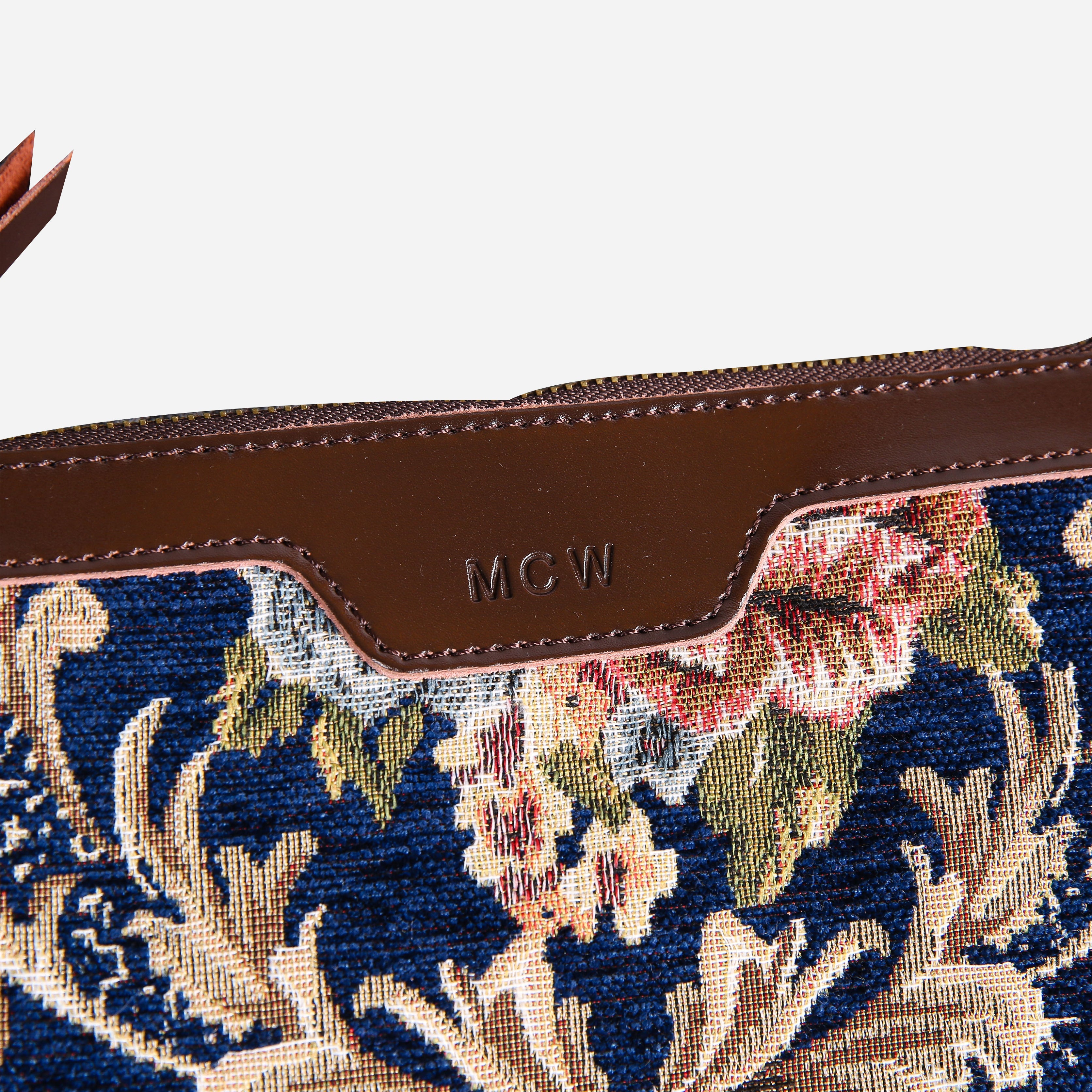 Floral Blue Wristlet Clutch carpet bag MCW Handmade-2