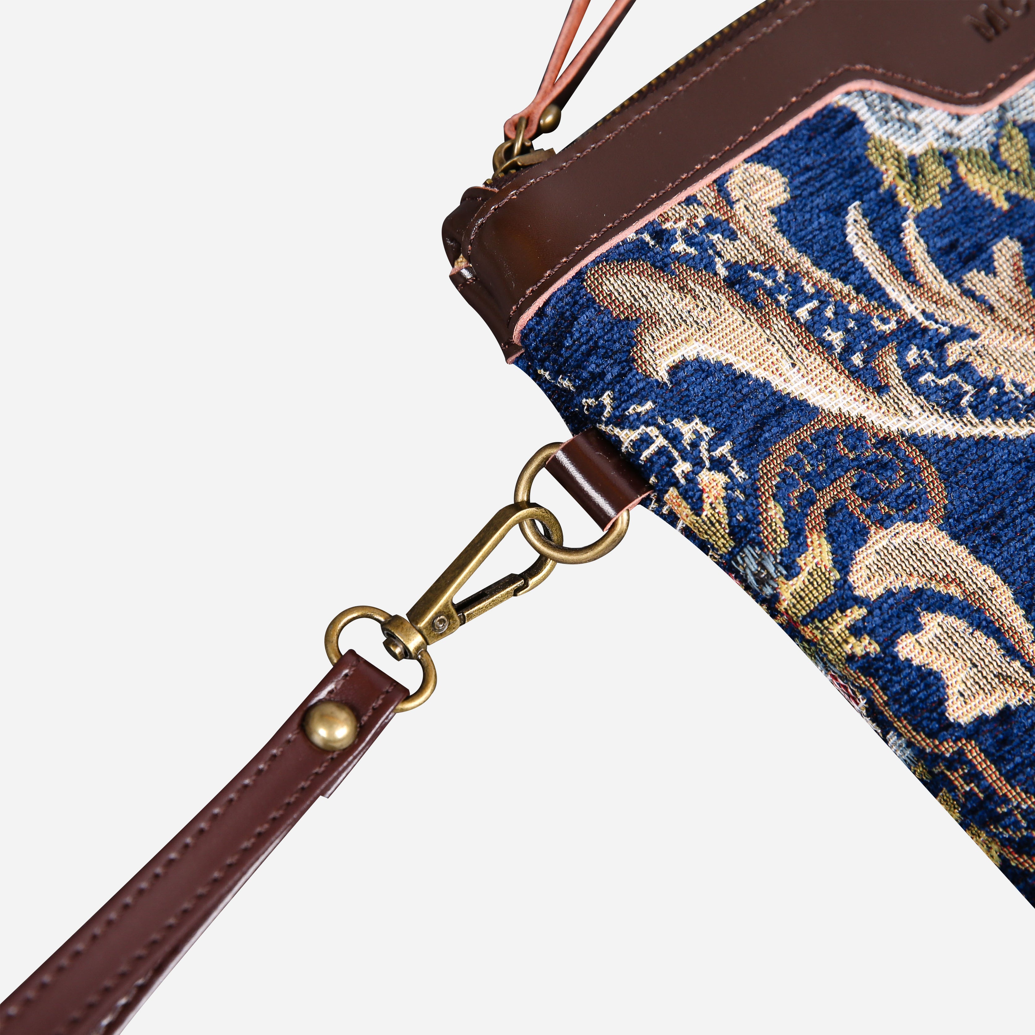 Floral Blue Wristlet Clutch carpet bag MCW Handmade-3