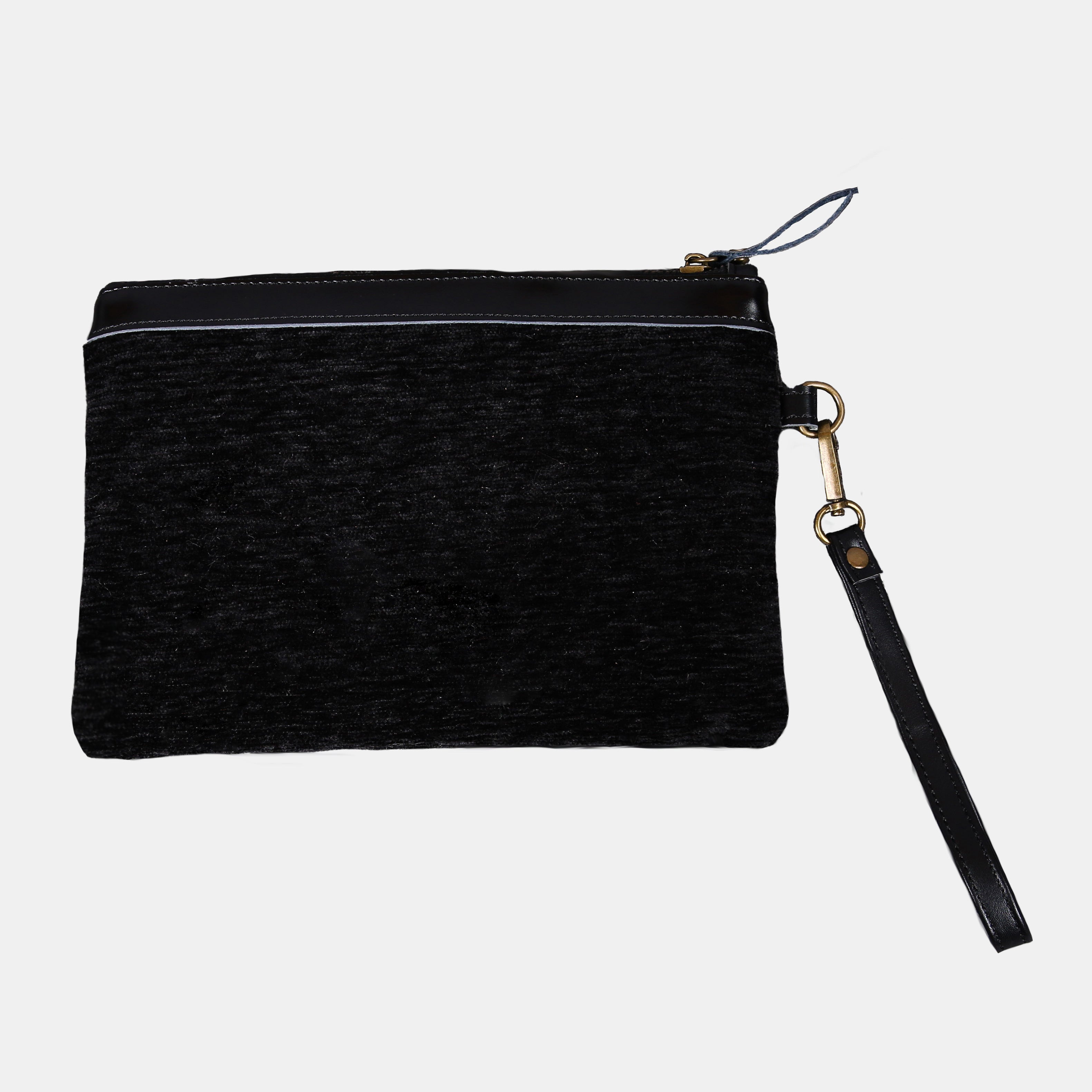 Solid Black Wristlet Clutch back