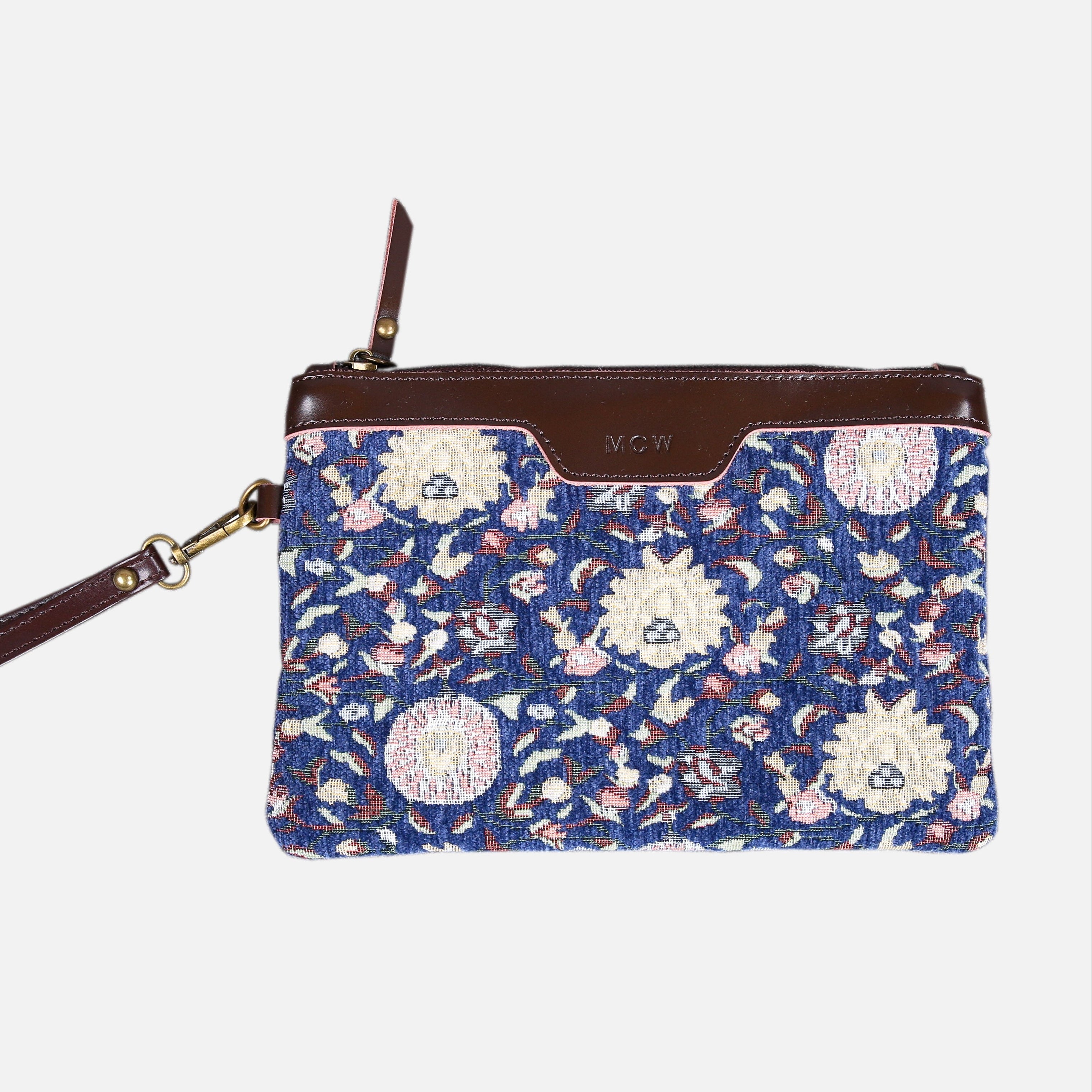 Oriental Blue Wristlet Clutch carpet bag MCW Handmade