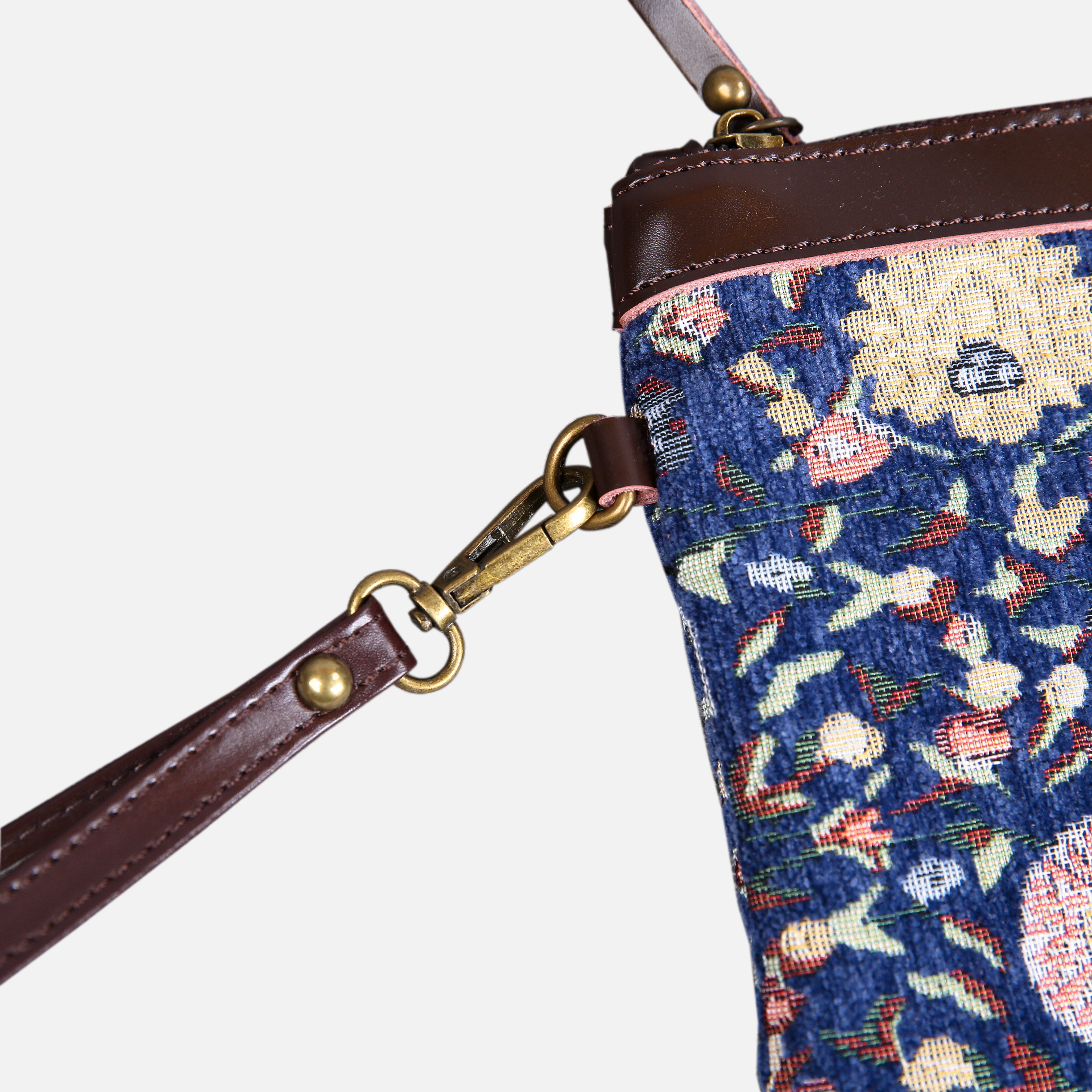 Oriental Blue Wristlet Clutch carpet bag MCW Handmade-5