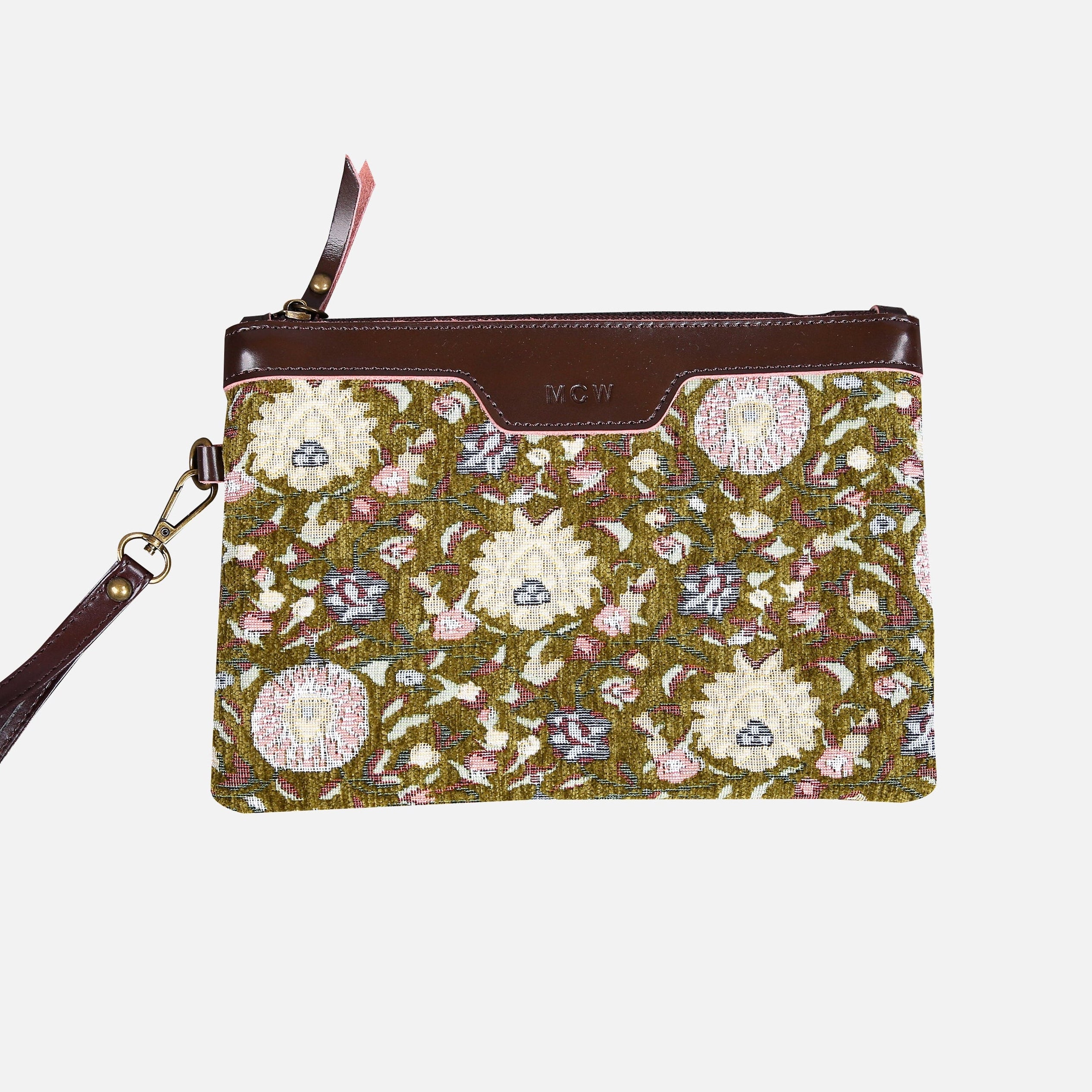 Oriental Avocado Wristlet Clutch carpet bag MCW Handmade