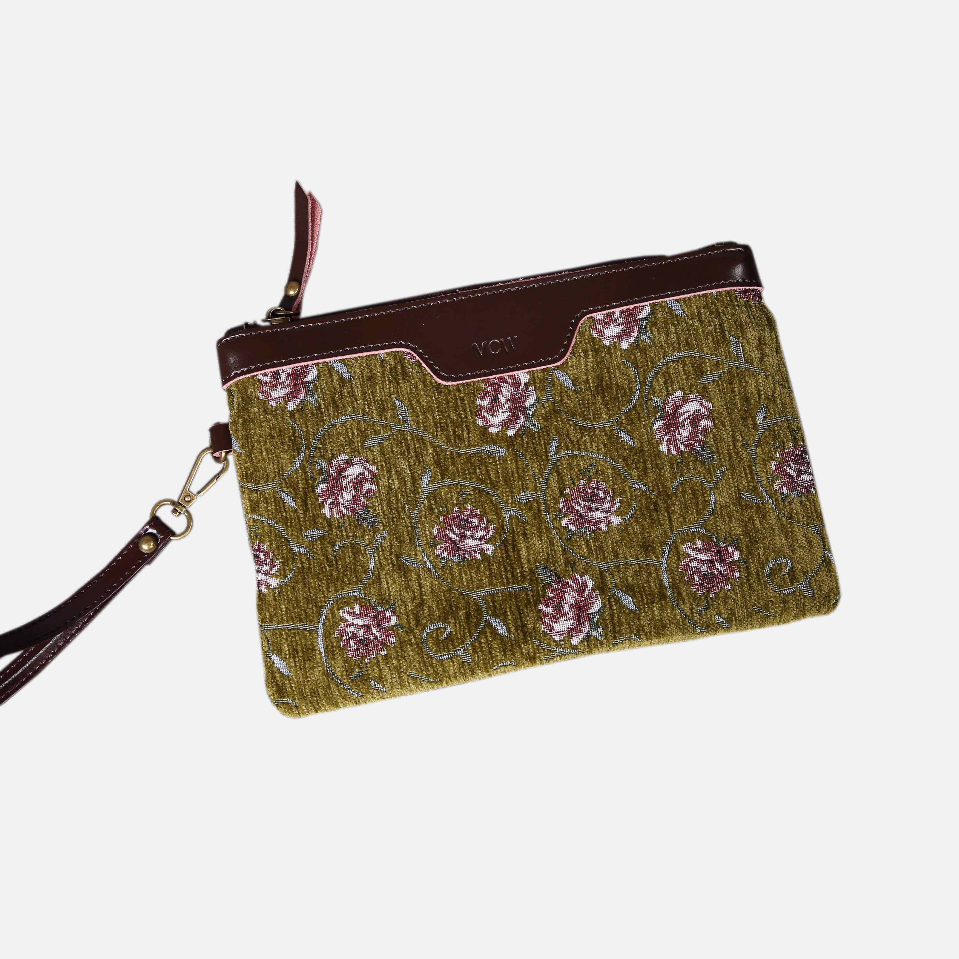 Climbing Rose Wristlet Clutch carpet bag MCW Handmade-2