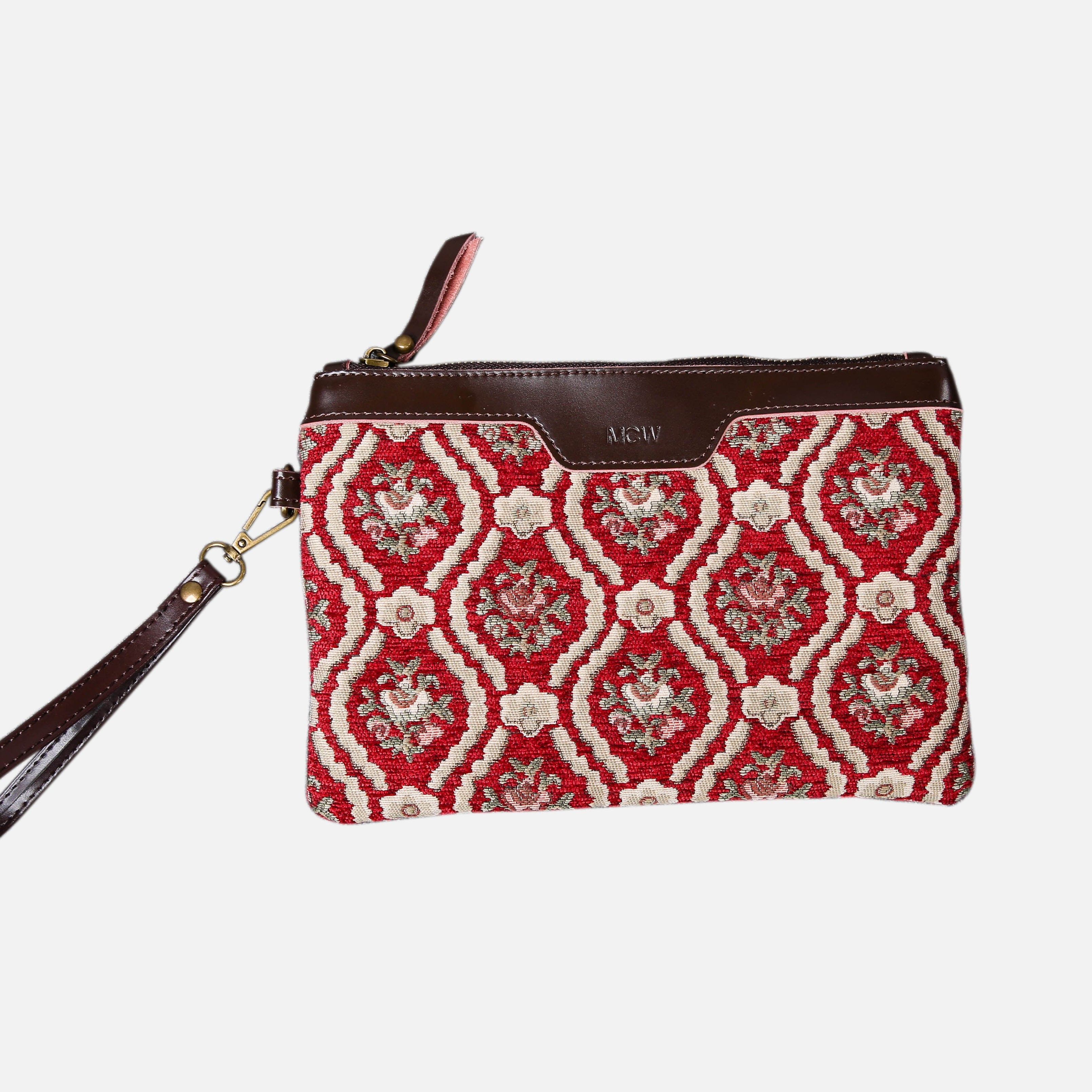 Traditional Red Wristlet Clutch carpet bag MCW Handmade