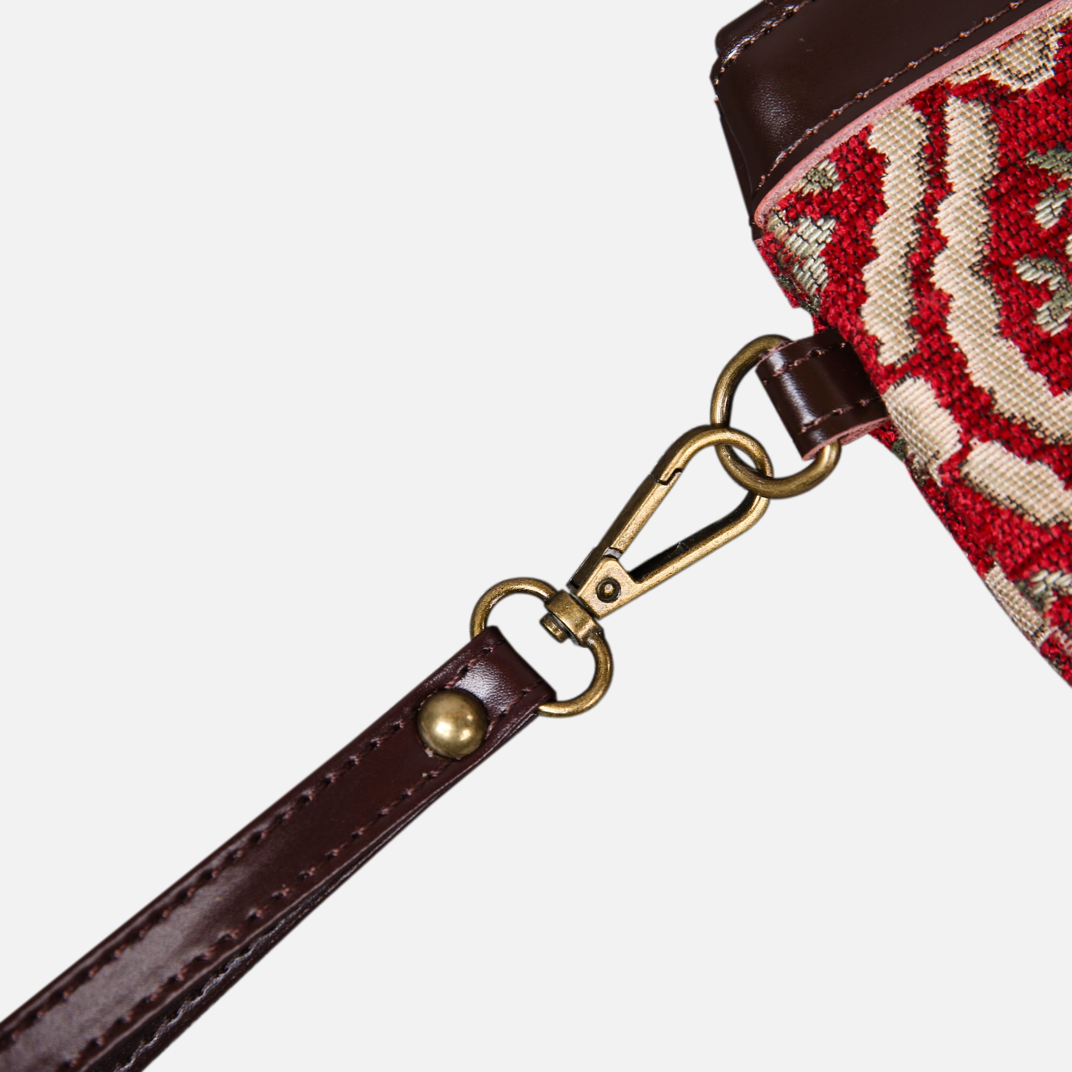 Traditional Red Wristlet Clutch carpet bag MCW Handmade-5
