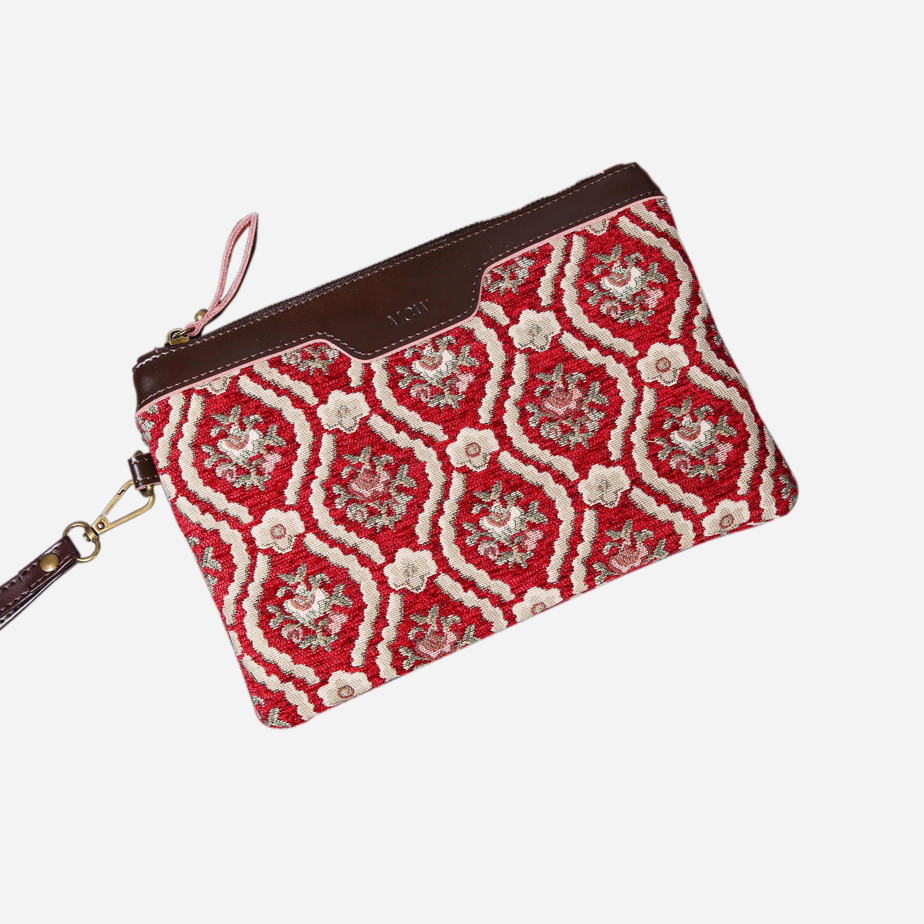 Traditional Red Wristlet Clutch carpet bag MCW Handmade-1