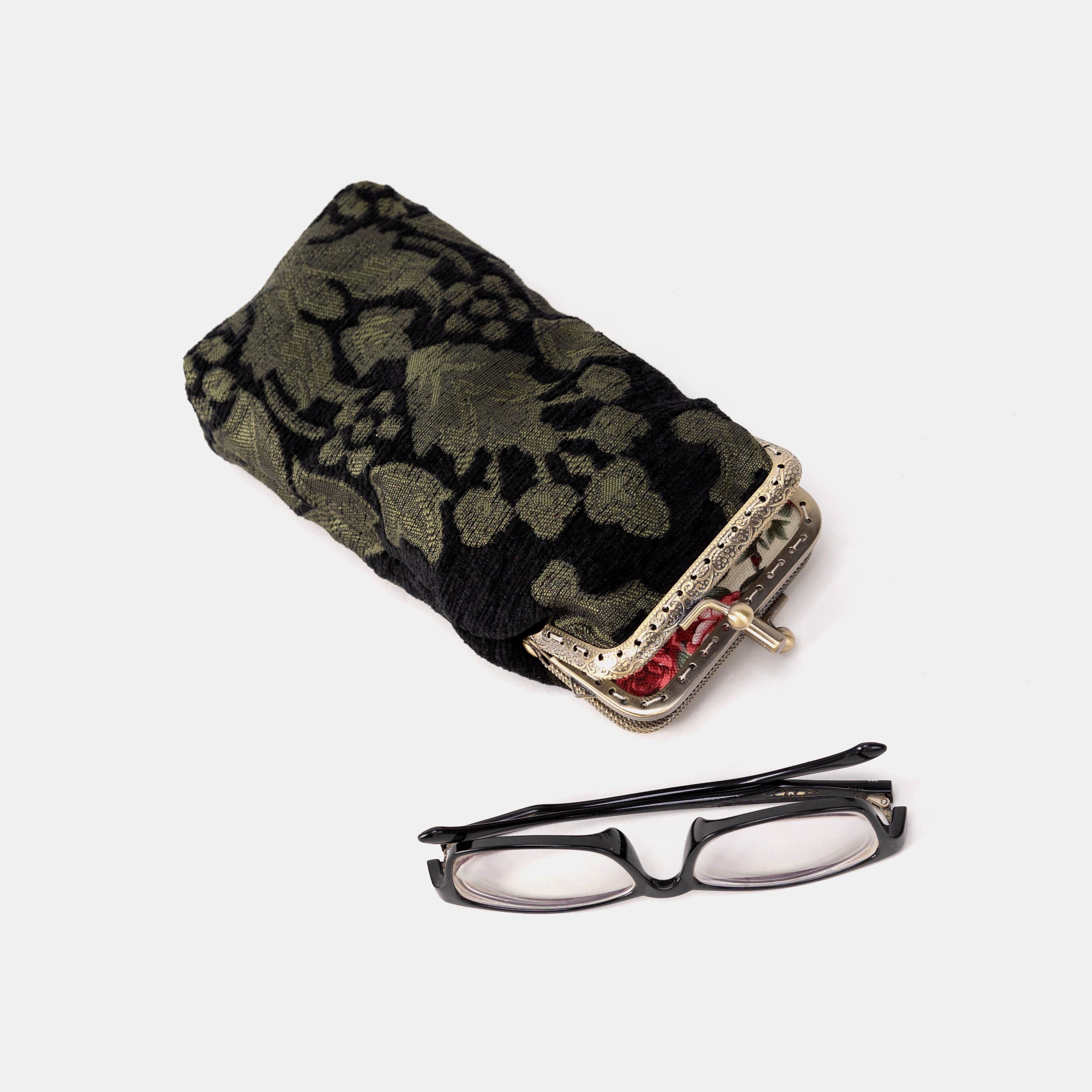 Victorian Blossom Black/Green Carpet Eyeglasses Case