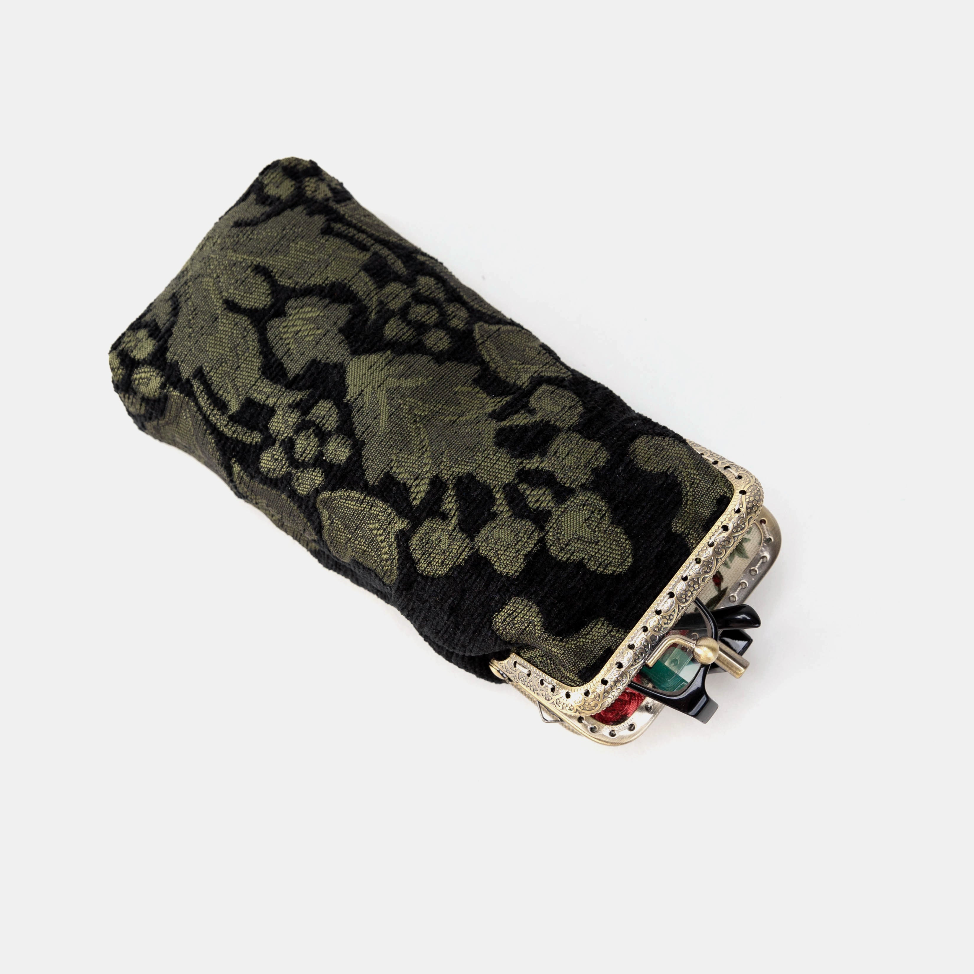 Victorian Blossom Black/Green Carpet Eyeglasses Case