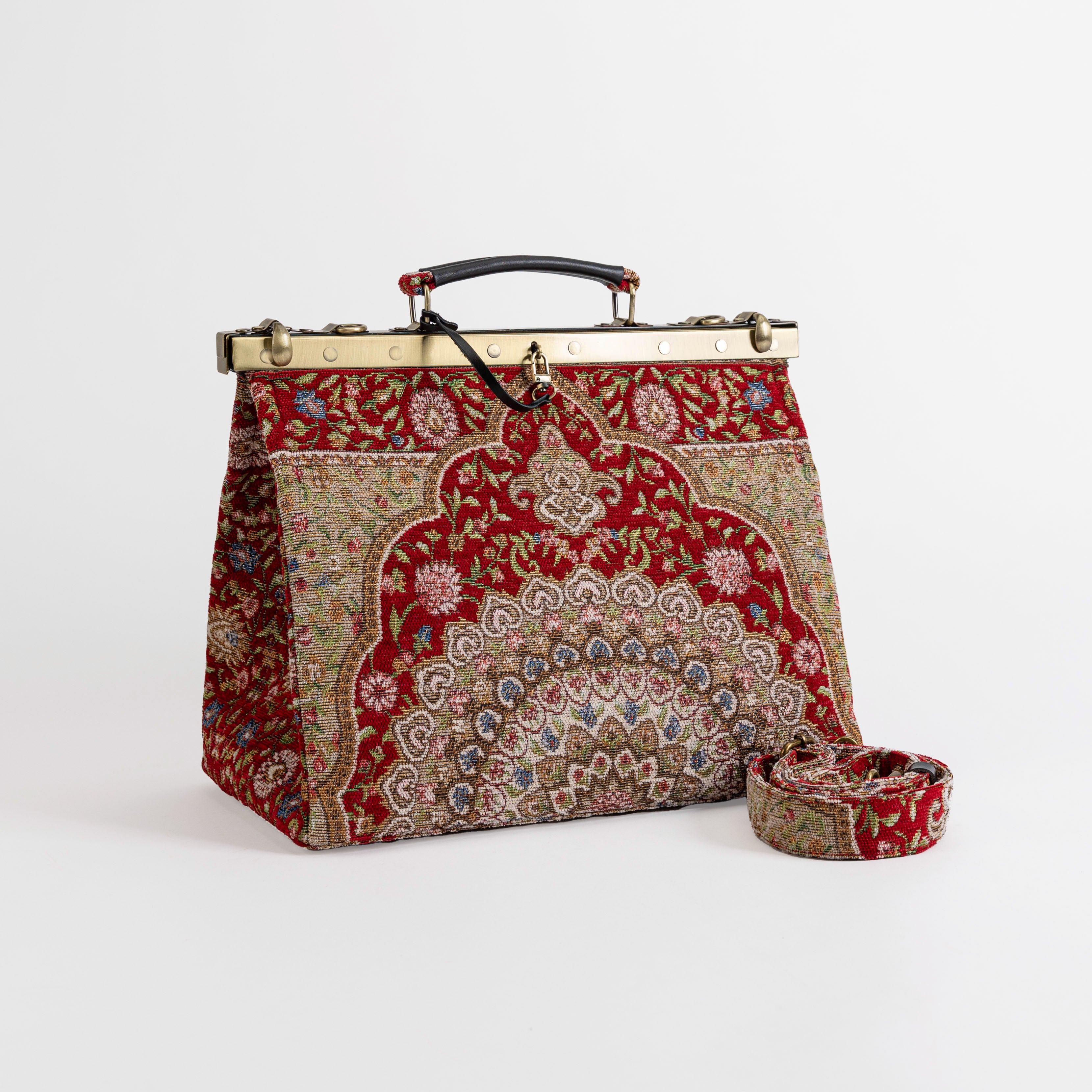 Gladstone Bag Carpet Doctor Bag Victorian Weekender Bag Shoulder Frame Bag Celine Oriental Red Carpetbagger Carpetbag of America main