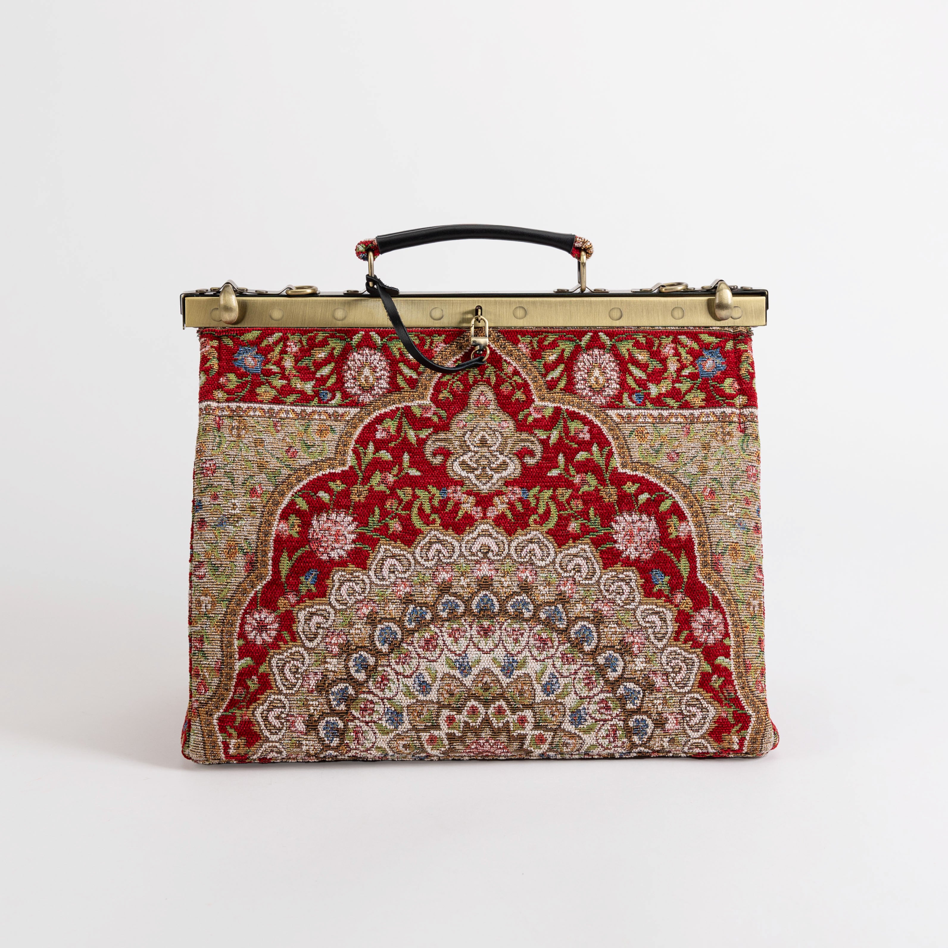 Gladstone Bag Carpet Doctor Bag Victorian Weekender Bag Shoulder Frame Bag Celine Oriental Red Carpetbagger Carpetbag of America front