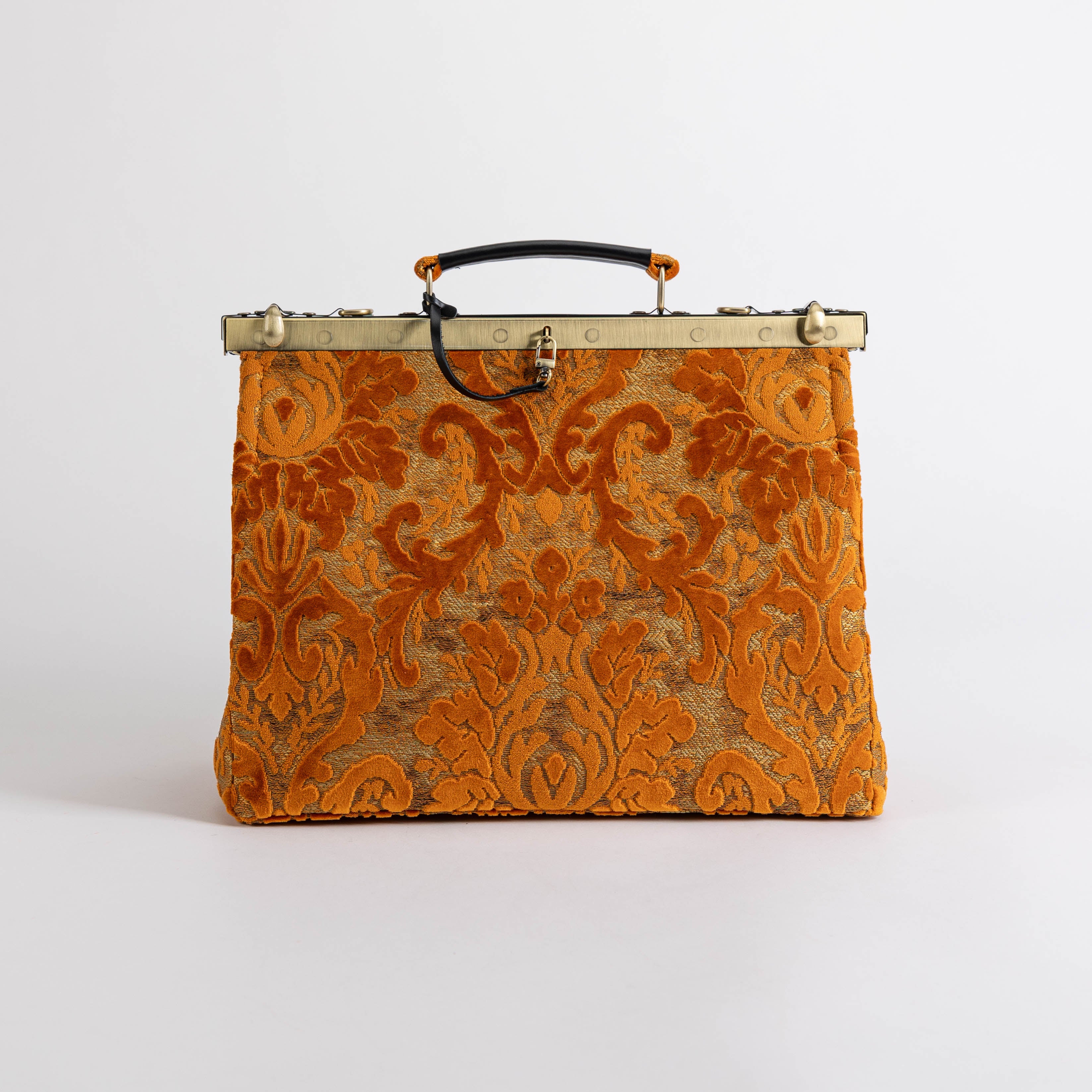 Gladstone Bag Carpet Doctor Bag Victorian Weekender Bag Shoulder Frame Bag Celine Burnout Velvet Orange Carpetbagger Carpetbag of America front