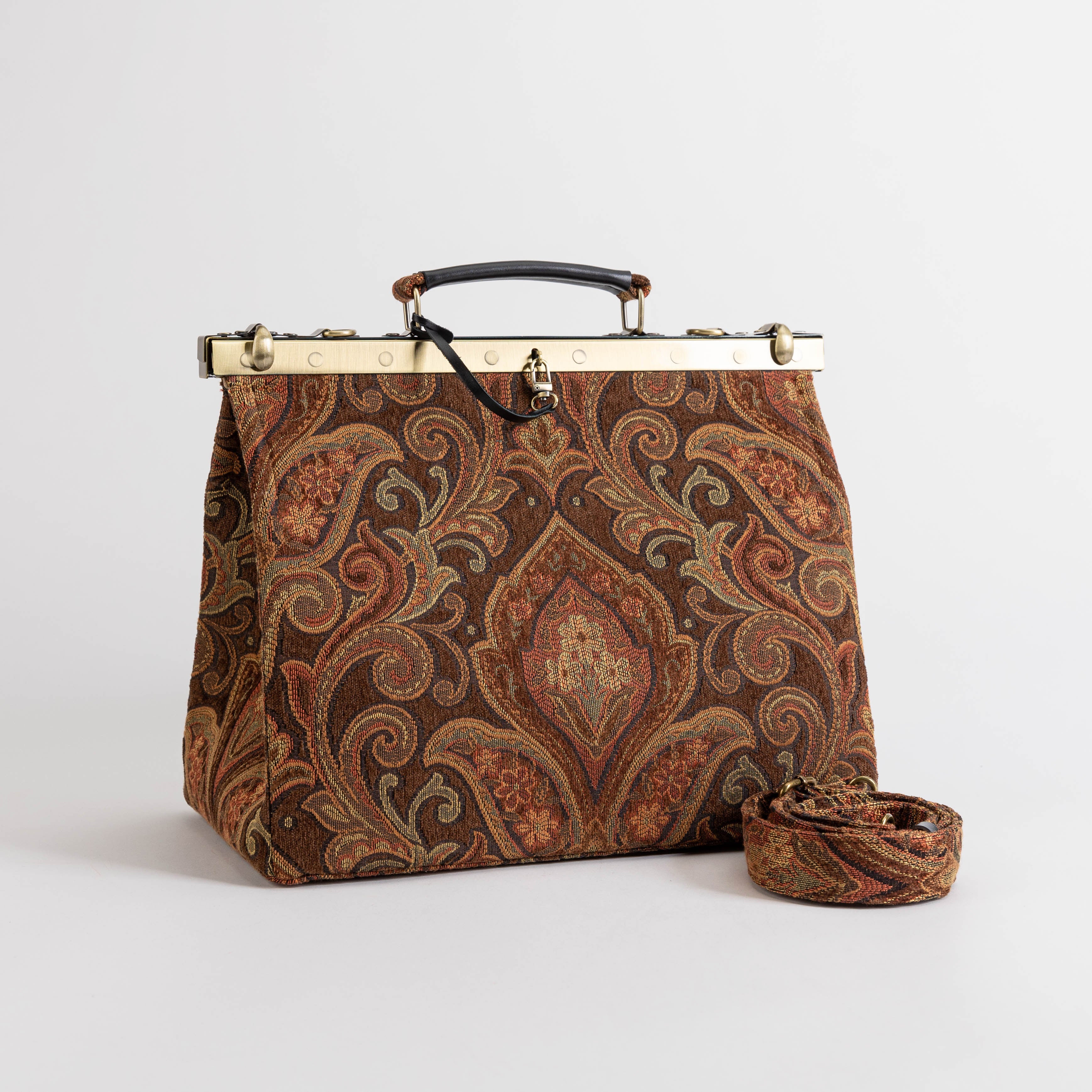 Gladstone Bag Carpet Doctor Bag Victorian Weekender Bag Shoulder Frame Bag Celine Damask D. Brown Carpetbagger Carpetbag of America MAIN