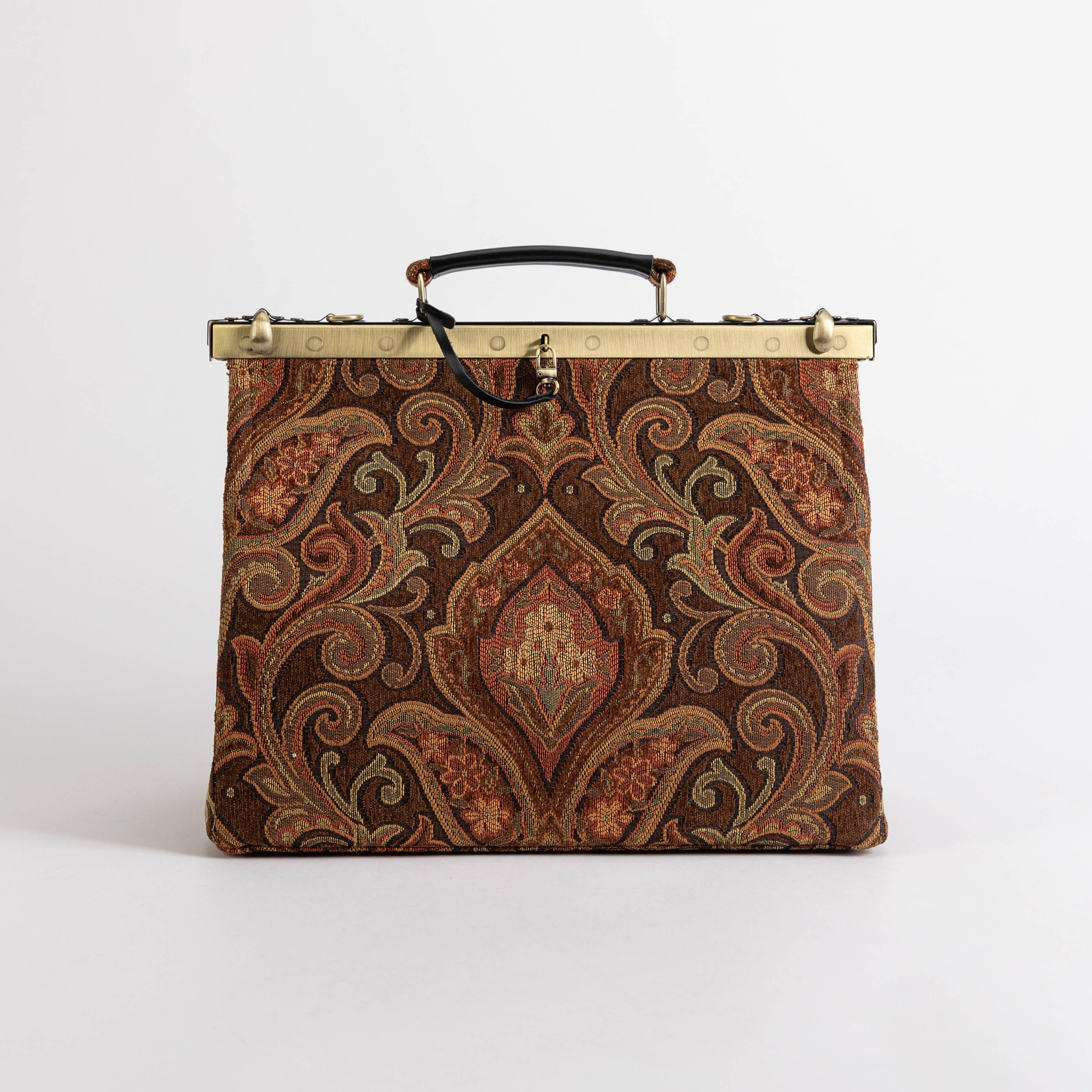 Gladstone Bag Carpet Doctor Bag Victorian Weekender Bag Shoulder Frame Bag Celine Damask D. Brown Carpetbagger Carpetbag of America FRONT