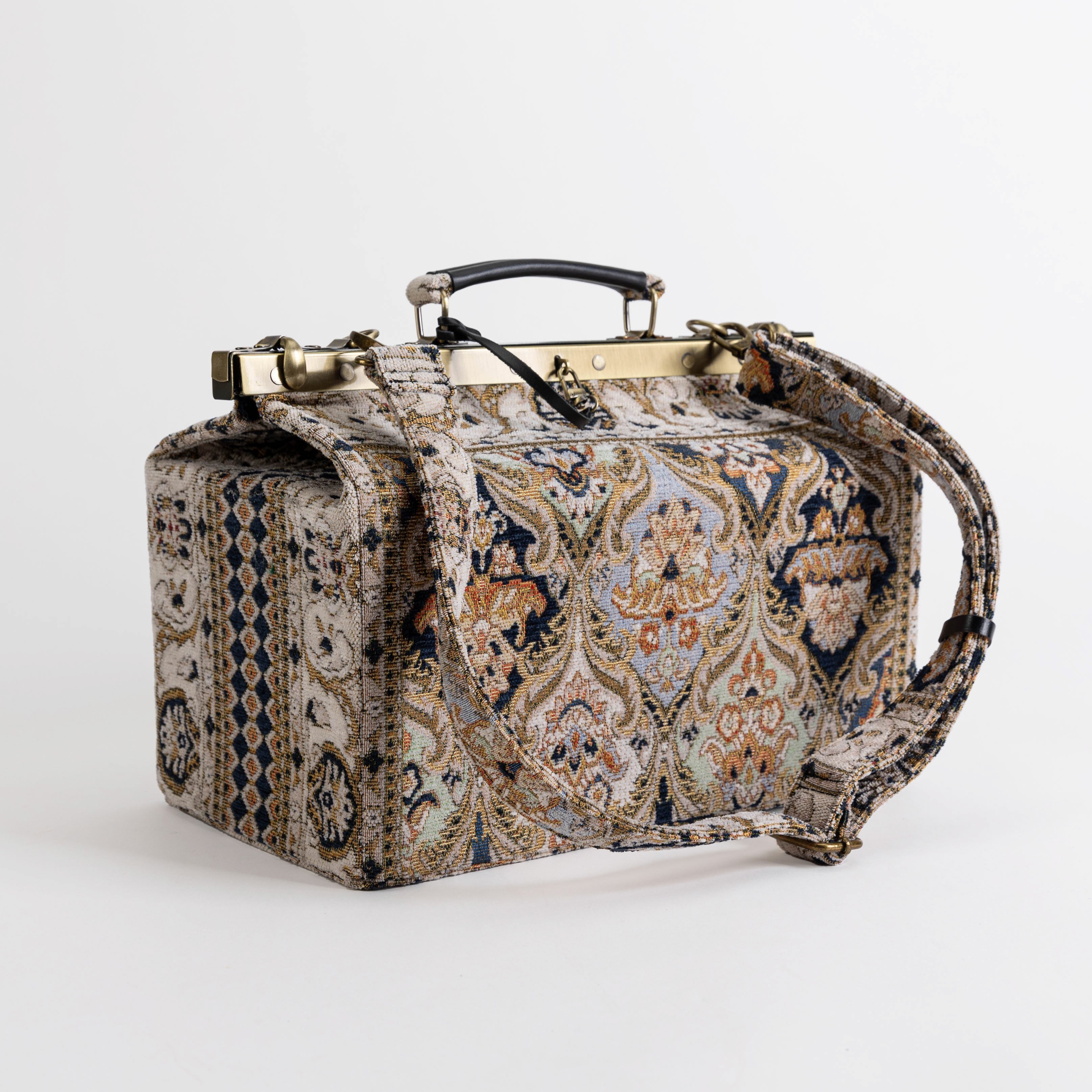 Golden Age Navy Genevieve Carpet Gladstone Bag