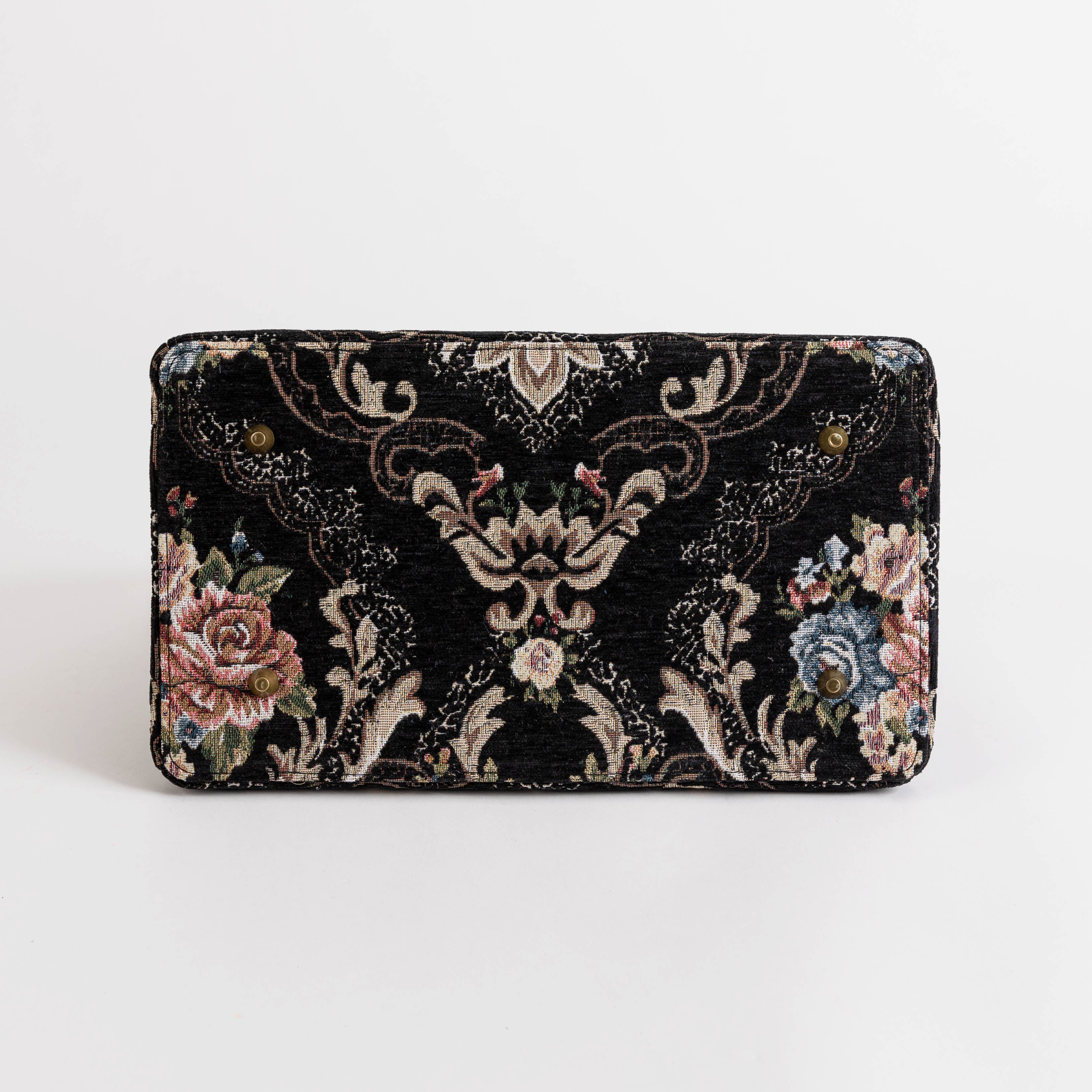 Gladstone Bag Carpet Doctor Bag Victorian Weekender Bag Shoulder Frame Bag Celine Floral Black Carpetbagger Carpetbag of America bottom