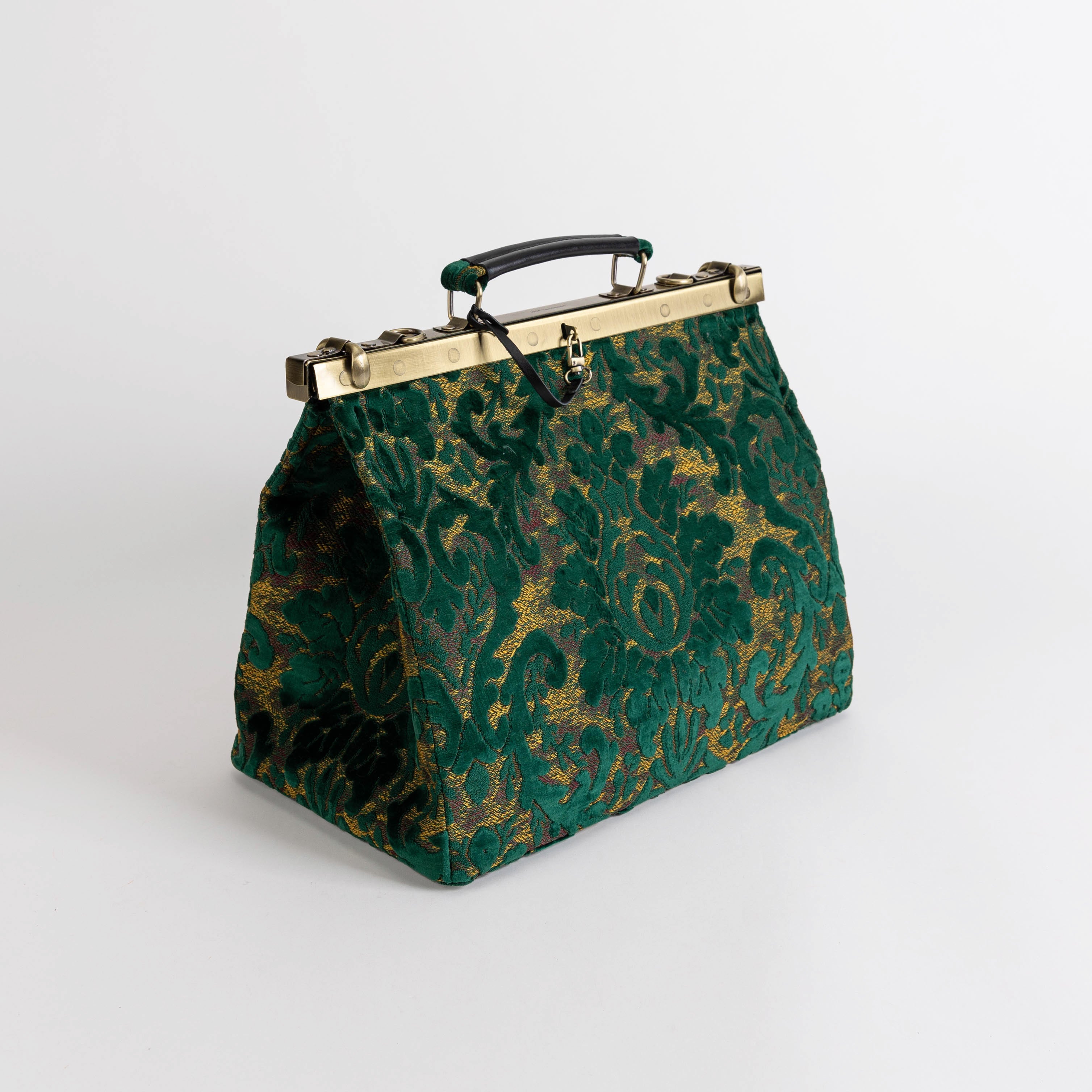 Gladstone Bag Carpet Doctor Bag Victorian Weekender Bag Shoulder Frame Bag Celine Burnout Velvet Jade Green Carpetbagger Carpetbag of America side