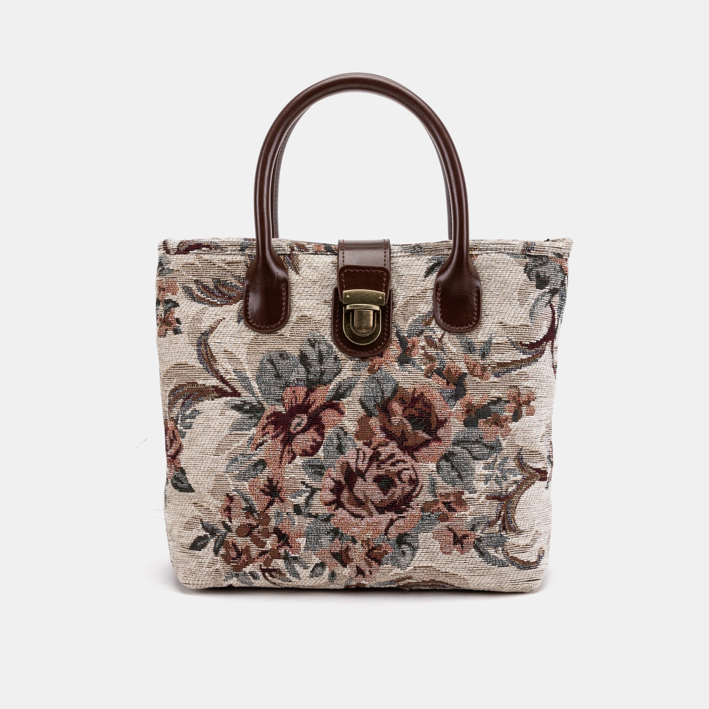 Victorian Retro Rose Tuck Lock Carpet Satchel