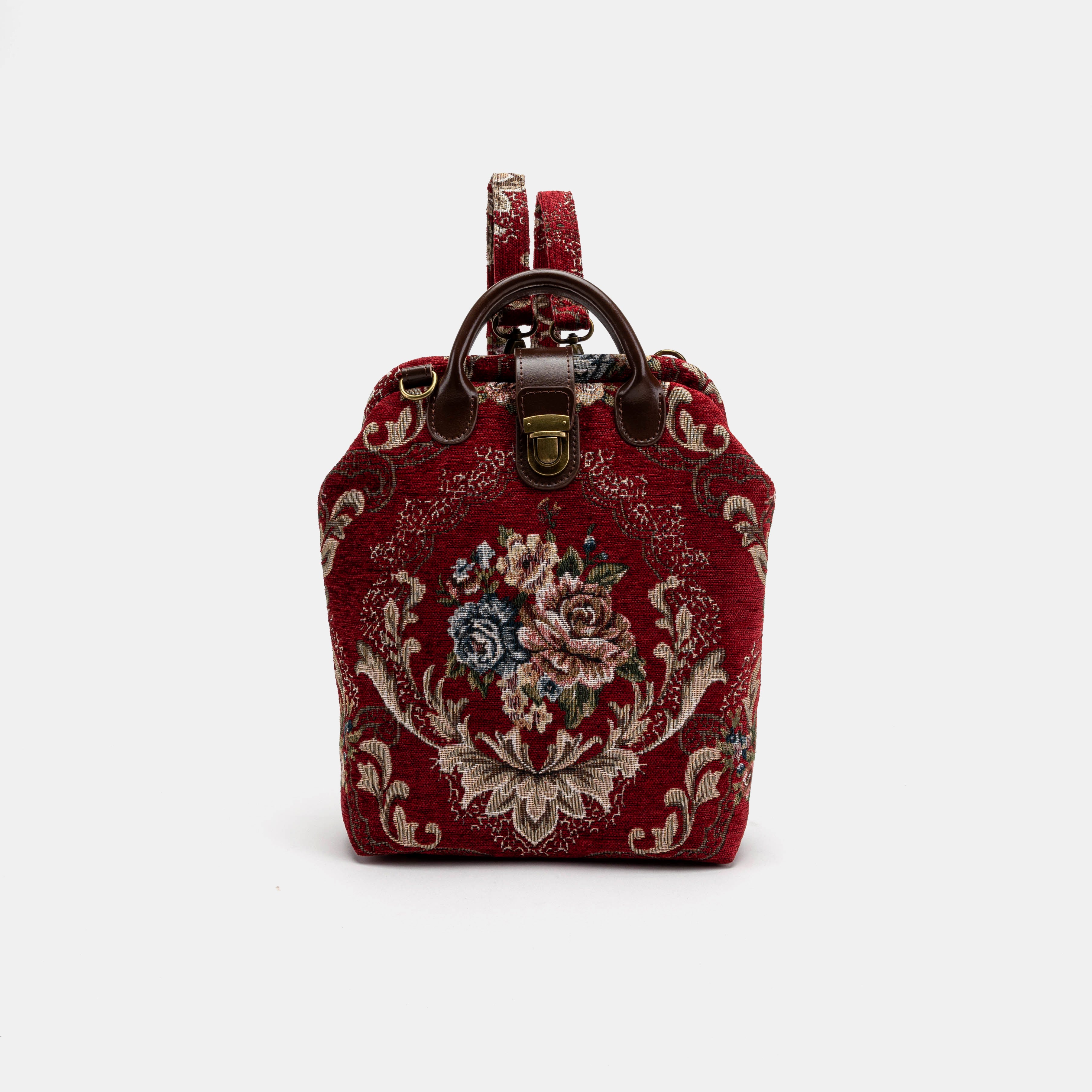 Floral Red Carpet Everyday Backpack Carpetbag of America front with shoulder strap