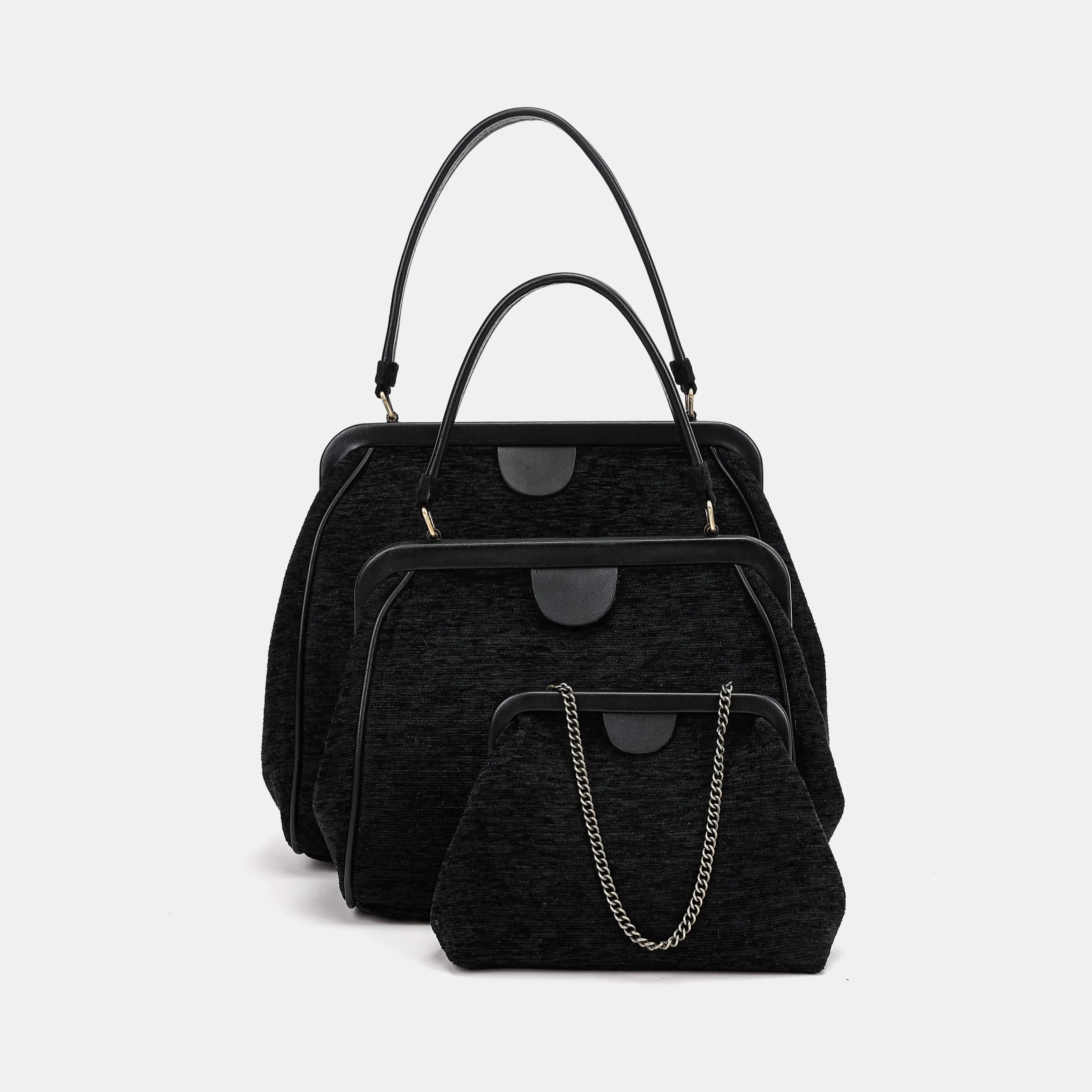 Solid Black | Alma Evening Clutch Carpet Bag of America set