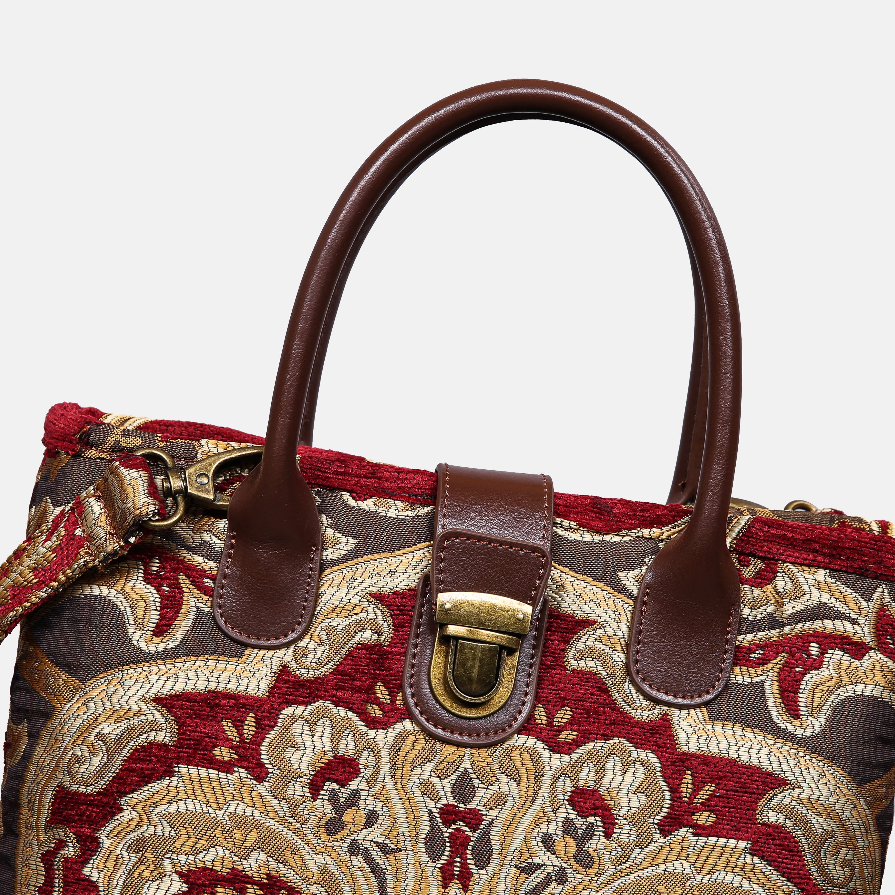 Cammino Gold Tuck Lock Carpet Satchel carpet bag MCW Handmade of America details