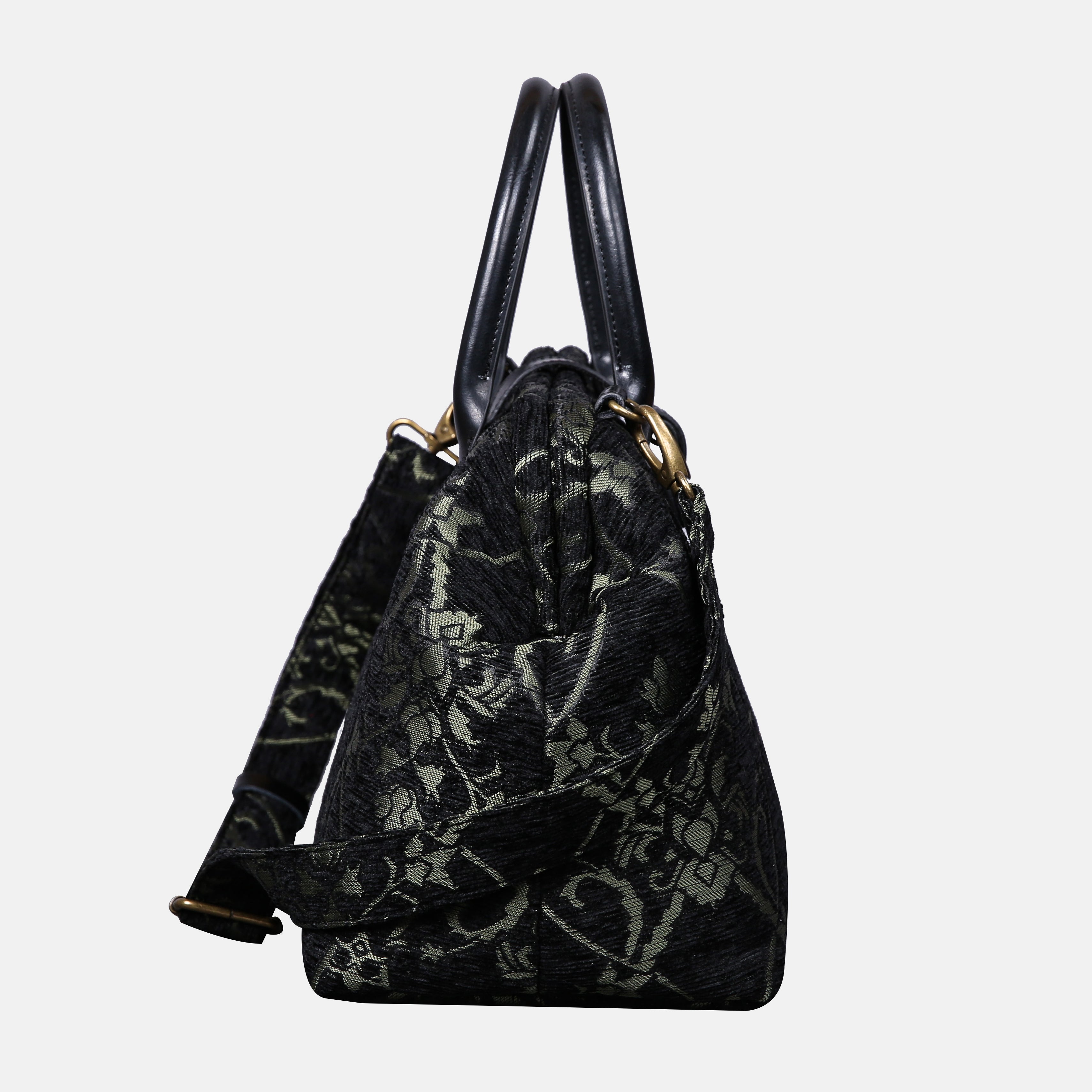 CARNABY Black Dark Green Carpet Handbag Purse carpet bag MCW Handmade of America side
