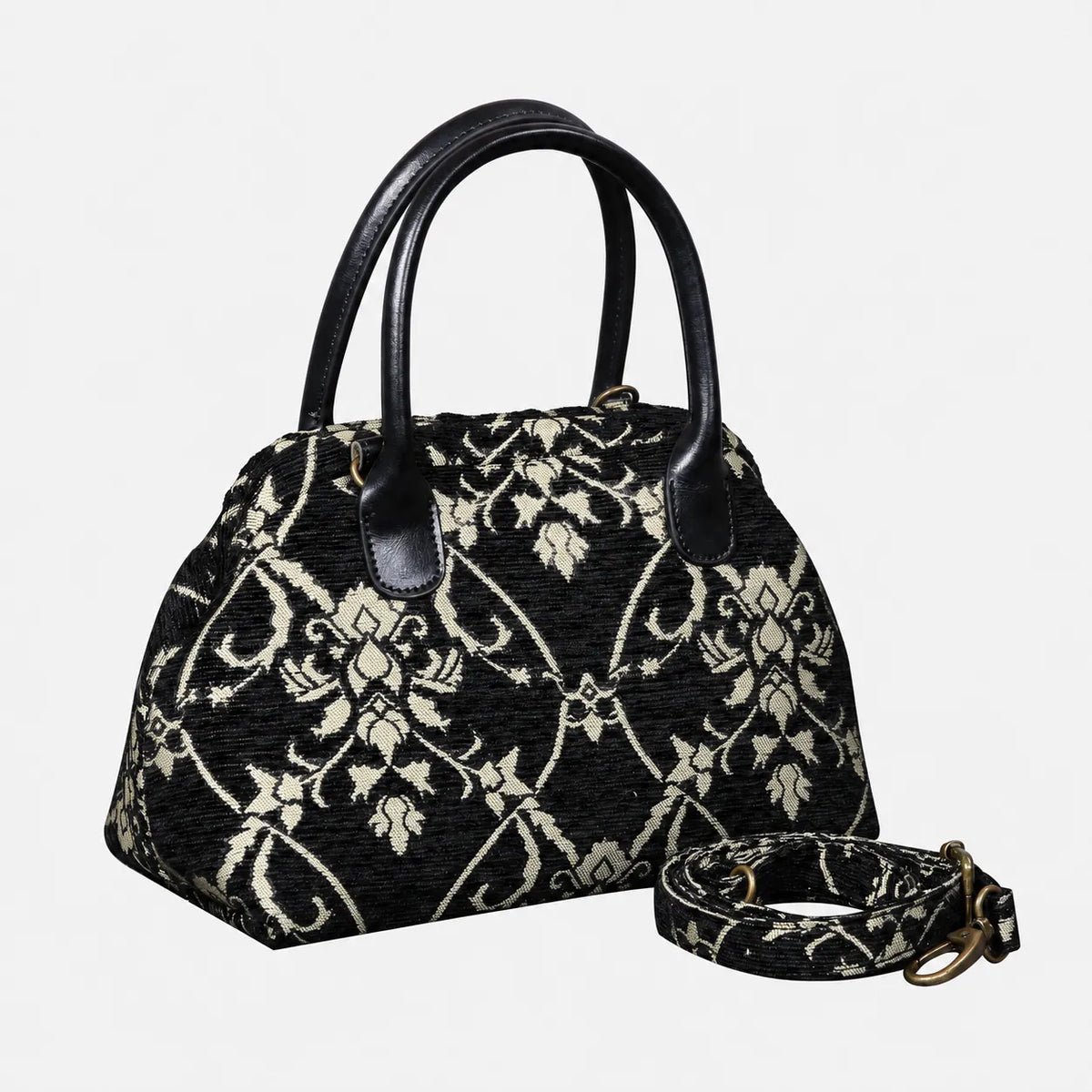 CARNABY Black/Dark Green Carpet Satchel carpet bag MCW Handmade of America with strap
