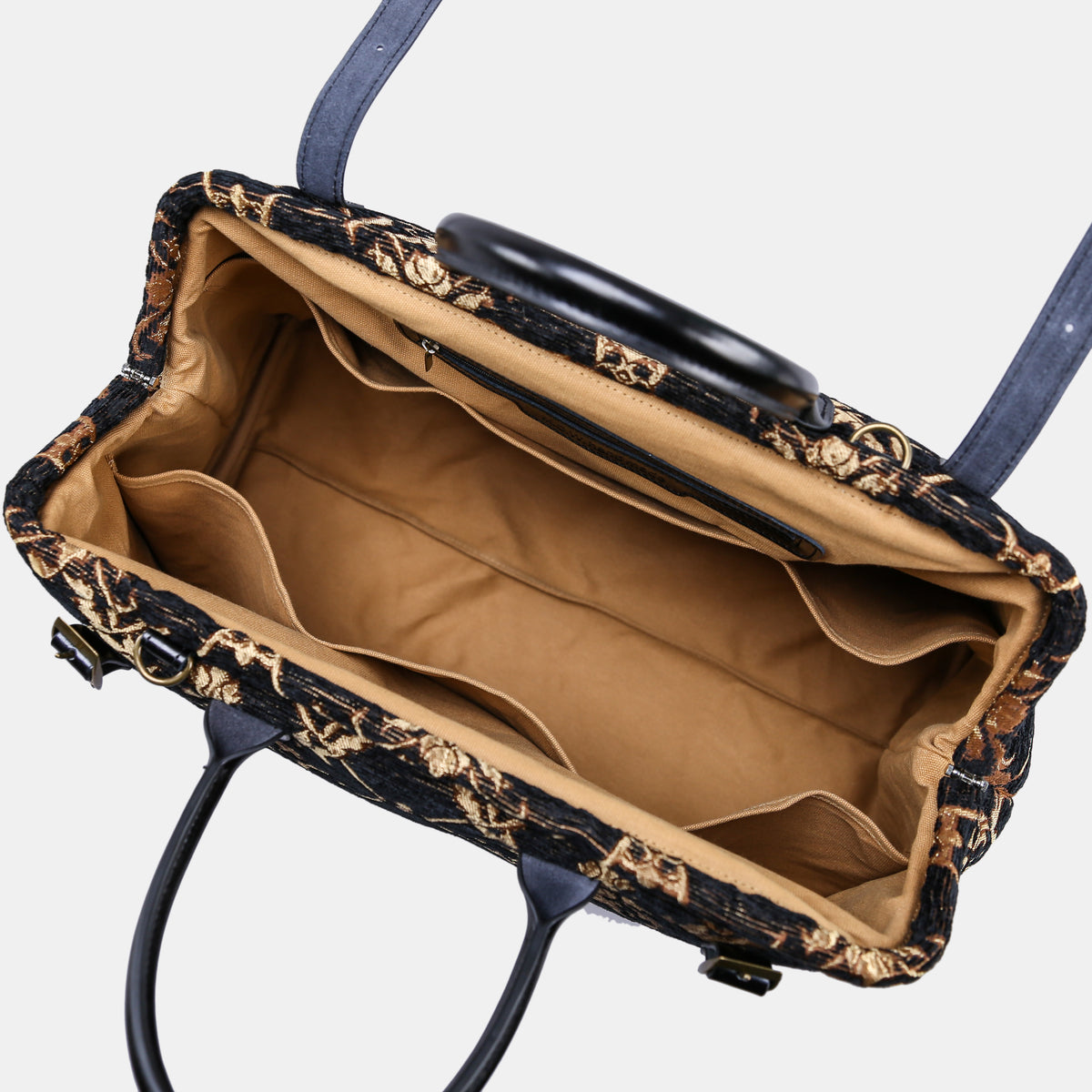 Carnaby Black/Gold Large Carpetbag  of America inside