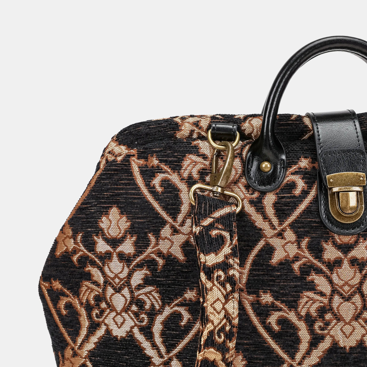 Carnaby Black/Gold Laptop Work Bag Carpetbag of America buckle