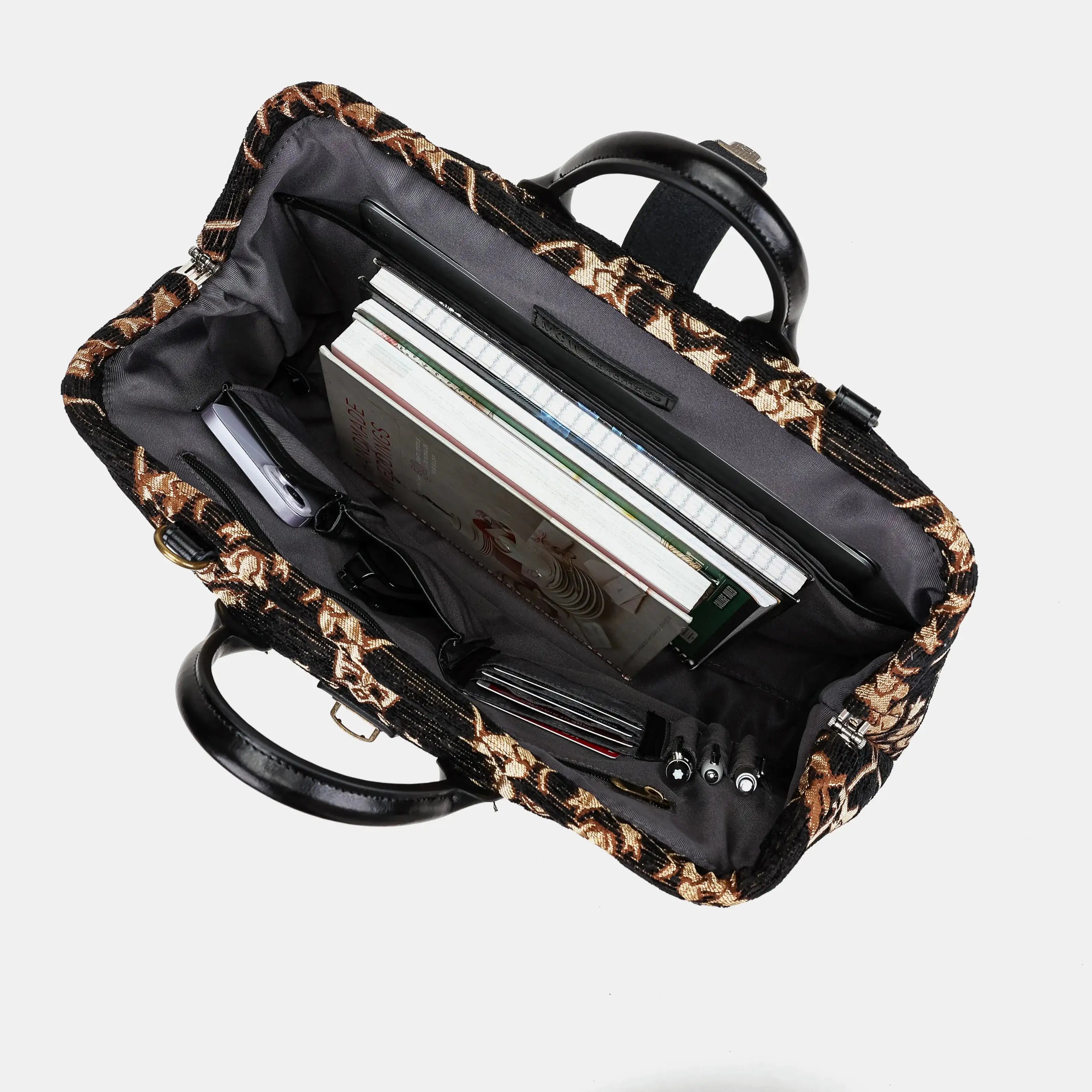 Carnaby Black Laptop Work Bag Carpetbag of America in use