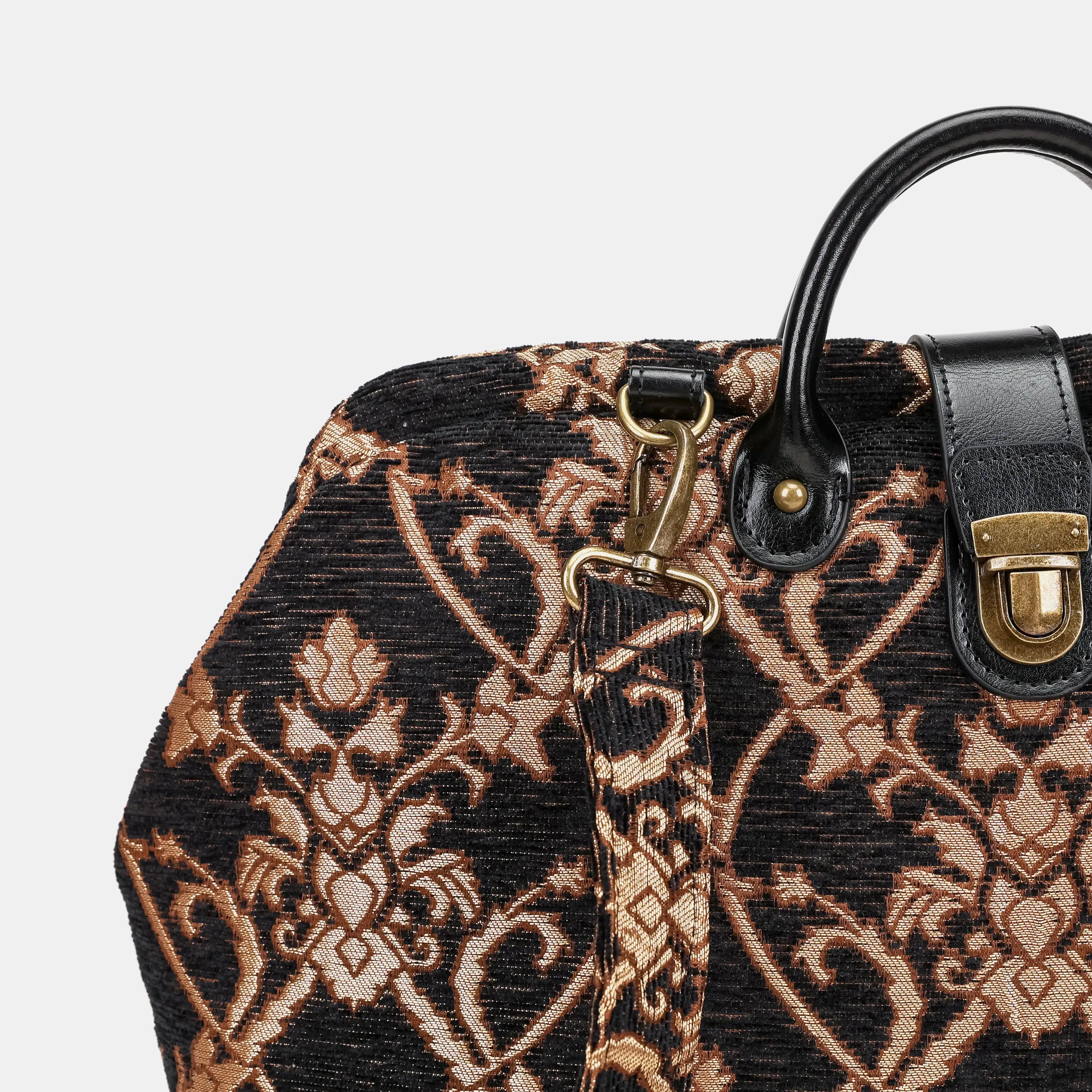 Carnaby Black Laptop Work Bag Carpetbag of America buckle