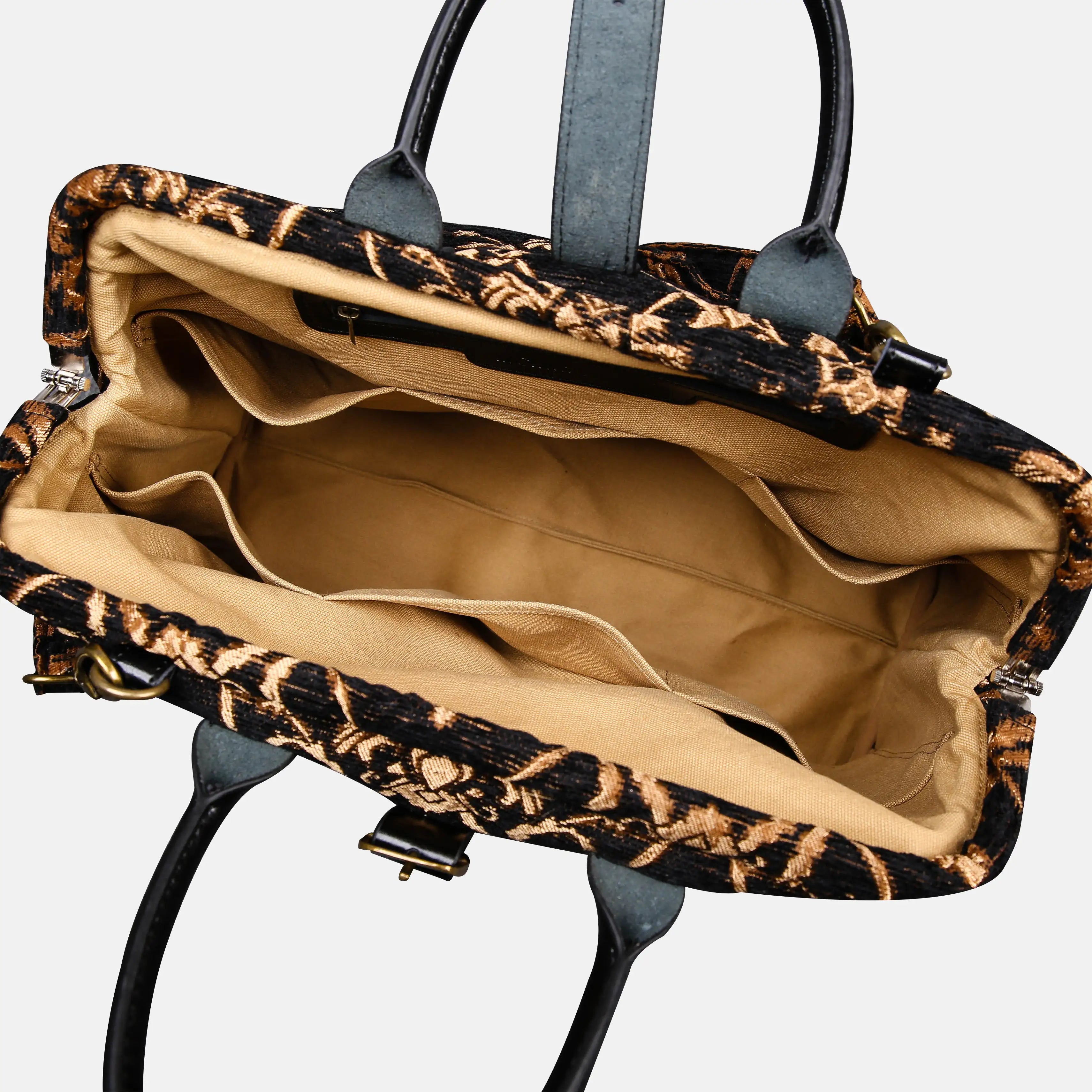 Carnaby Black Mary Poppins Weekender Carpetbag of America open