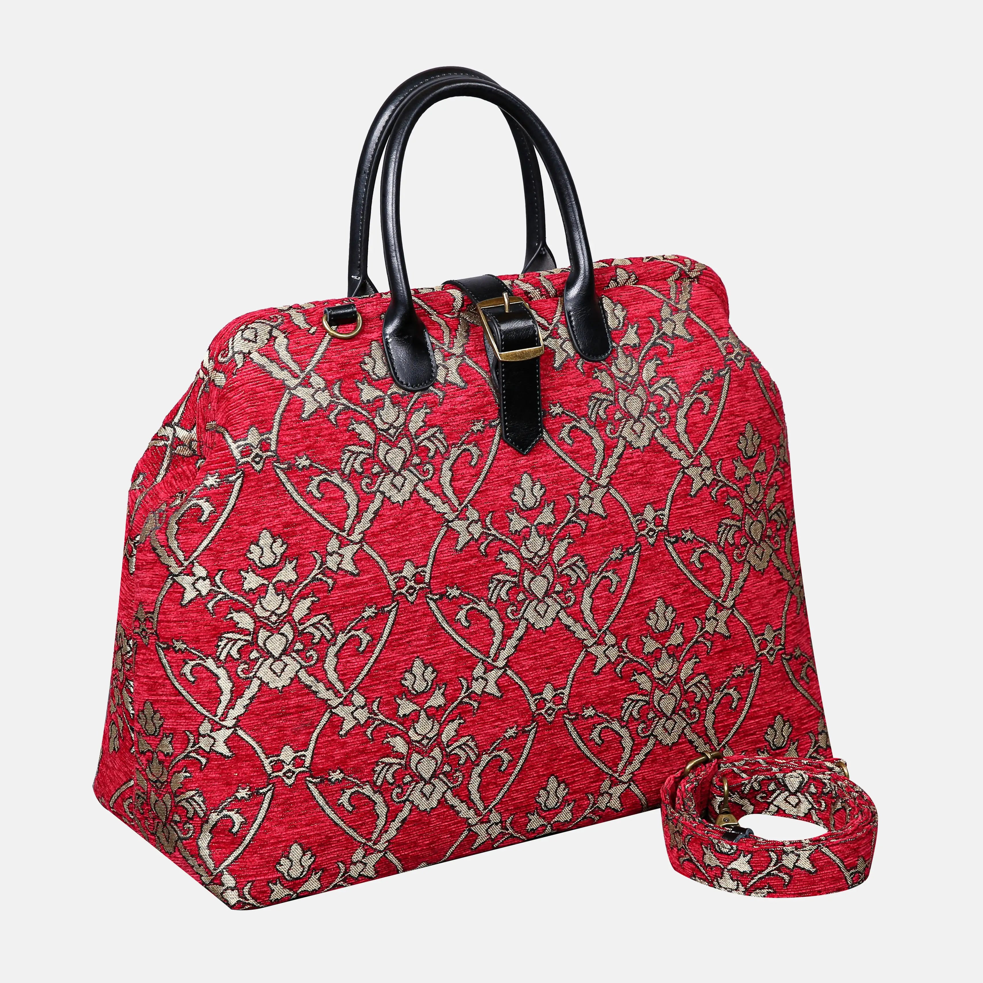 Carnaby Red Mary Poppins Weekender Carpetbag of America with shoulder strap